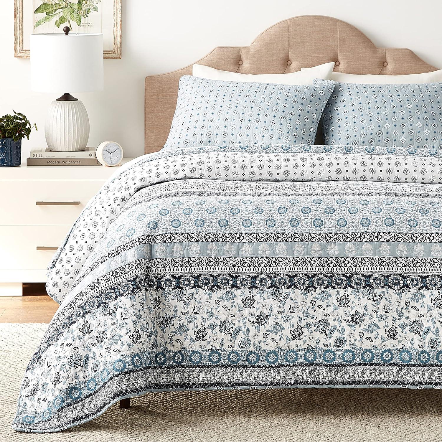 Stone Cottage Light Blue Bexley Quilt Set (Full/Queen): Includes 2 Shams, Pre Washed