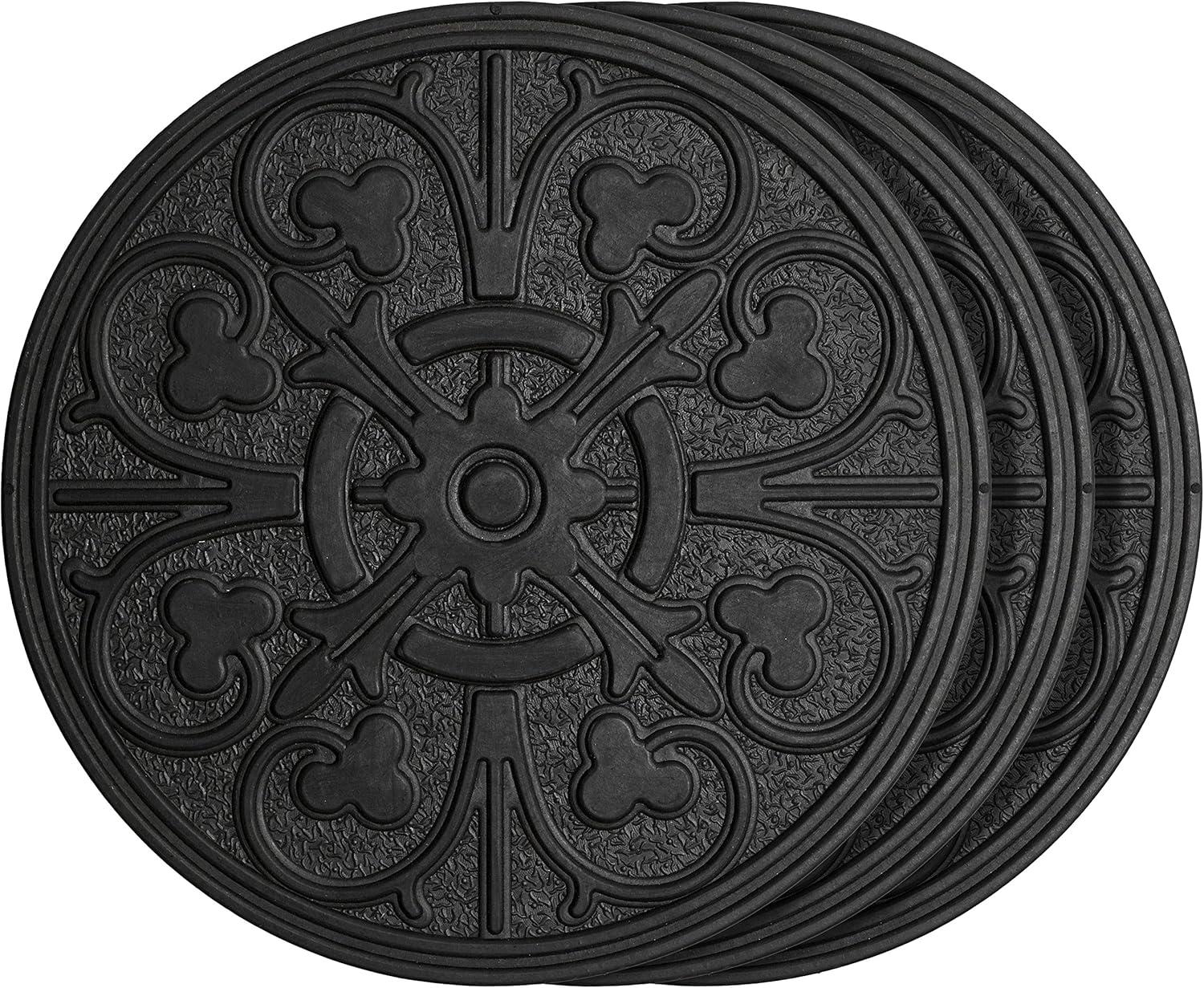 Black Rubber Compass Scroll Garden Stepping Stone Set, 11-3/4 inches
