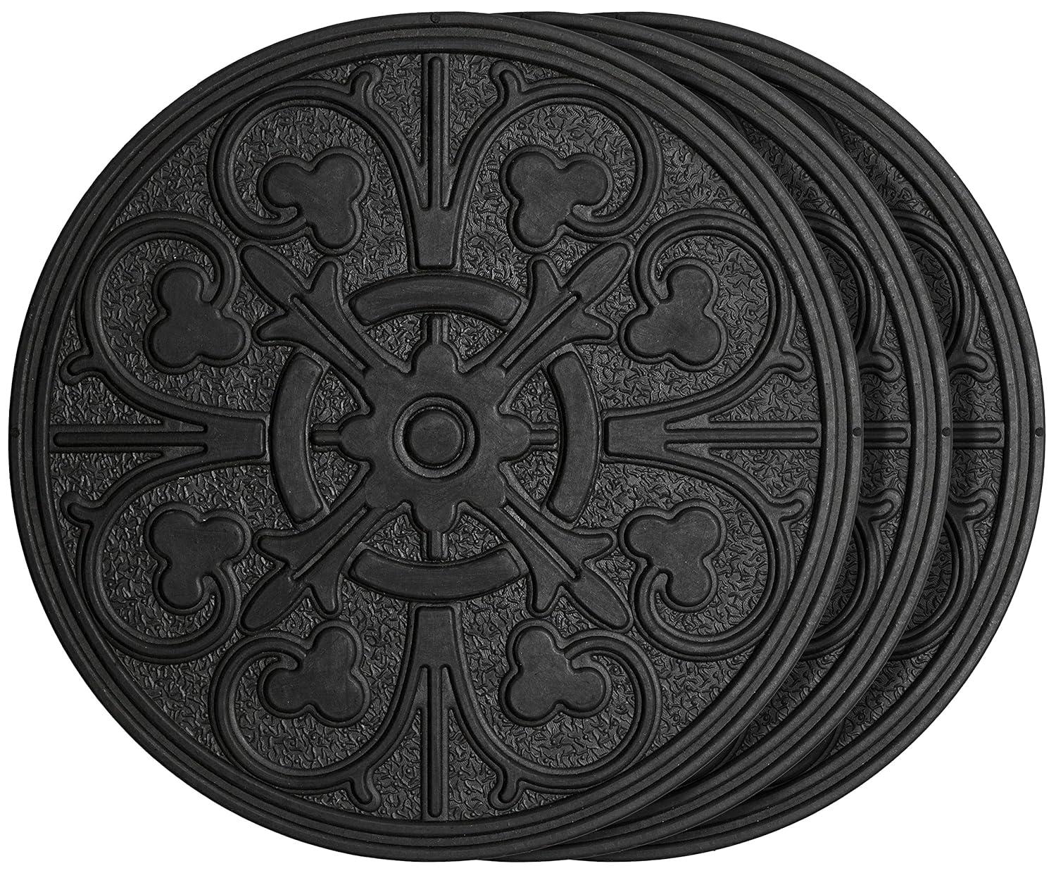 Black Rubber Compass Scroll Garden Stepping Stone Set, 11-3/4 inches