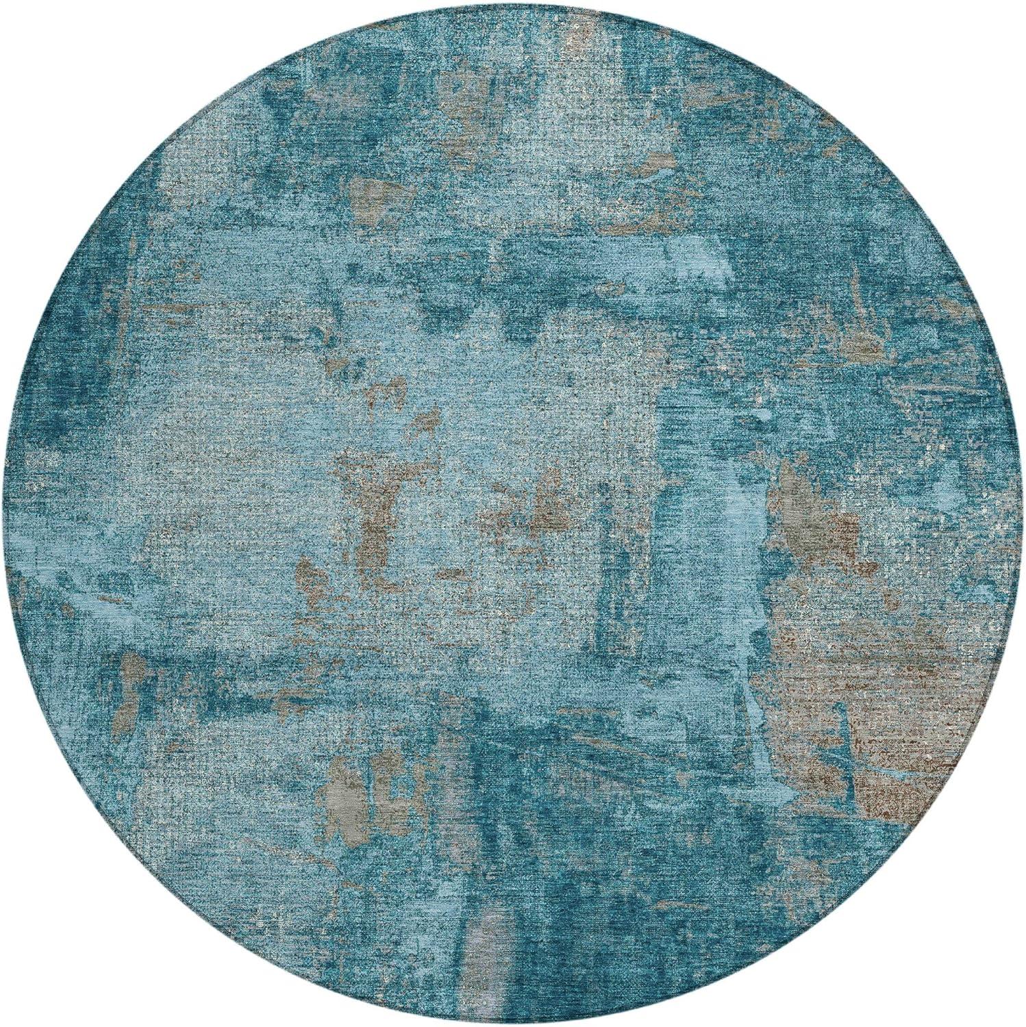 Machine Washable Indoor/Outdoor Chayden ACN989 Teal Rug