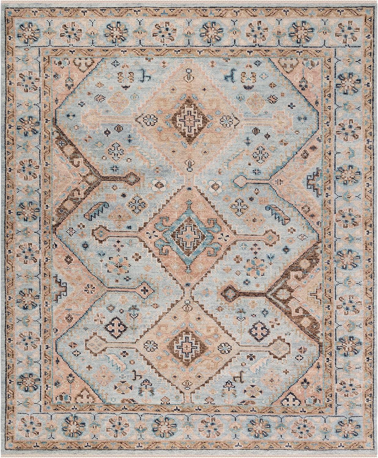 Samarkand SRK127 Hand Knotted Area Rug - Light Blue/Beige - 8'9"x11'9" - Safavieh.