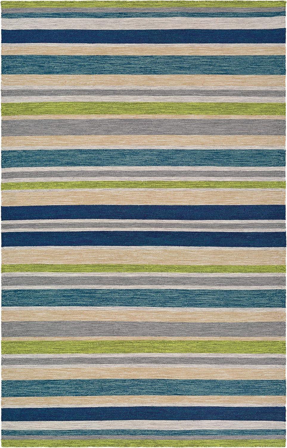 Cottages Ocean Shades 2' x 3' Hand-Woven Blue-Green Outdoor Rug