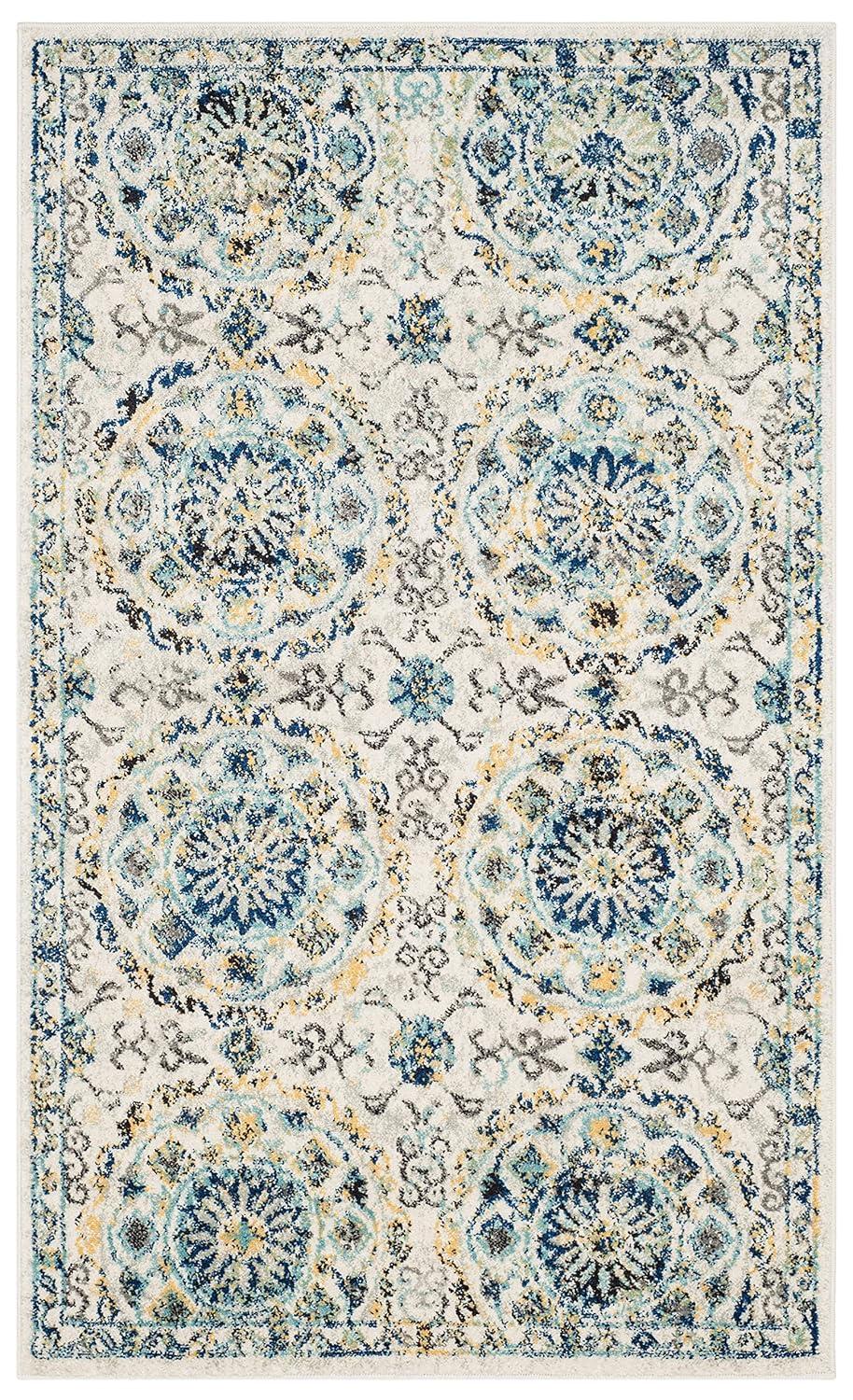 Evoke EVK252 Power Loomed Accent Rug - Ivory/Blue - 3'x5' - Safavieh.