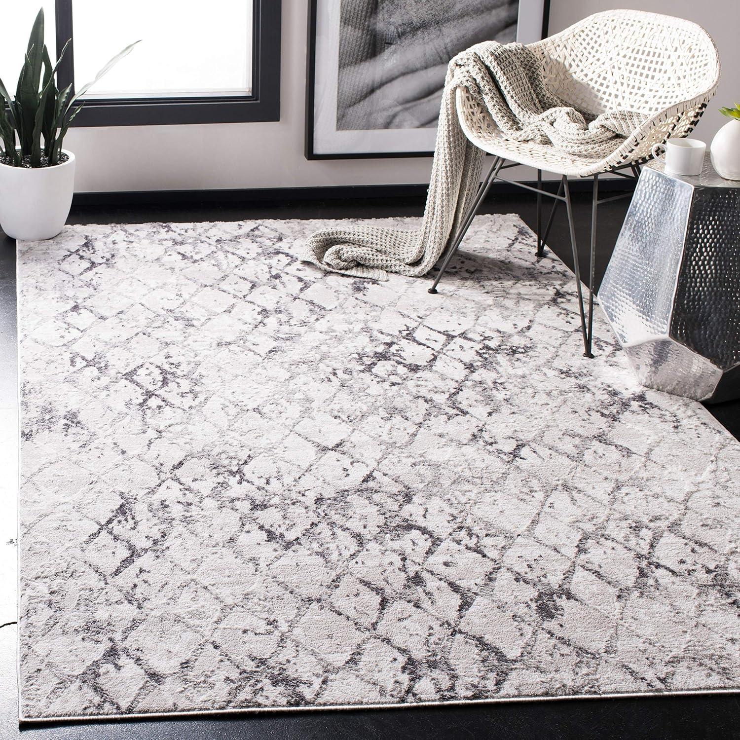 Amelia Modern Grey & Light Grey Abstract Runner Rug - 2'2" x 6'