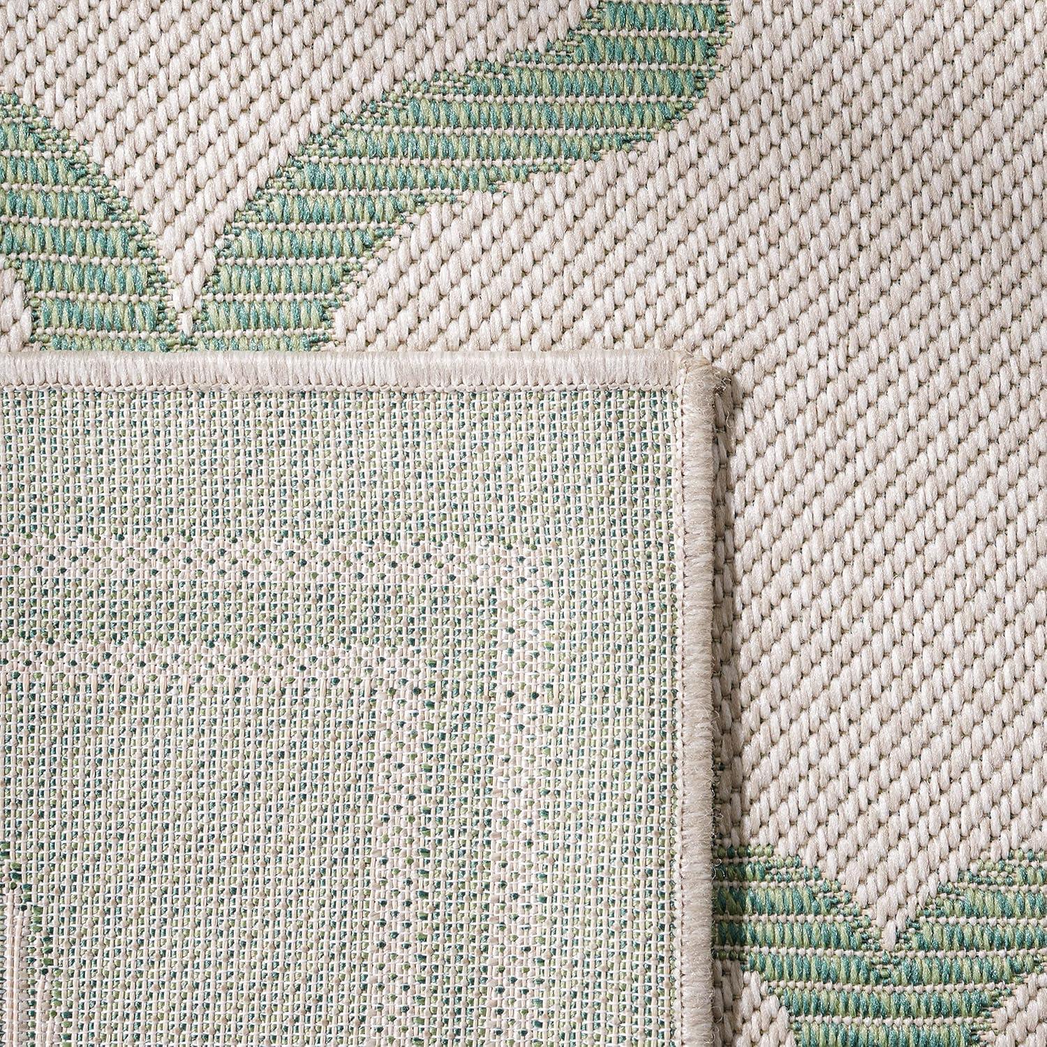 SAFAVIEH Bermuda Tamaya Geometric Machine Washable Indoor/Outdoor Area Rug, Beige/Green, 3' x 5'
