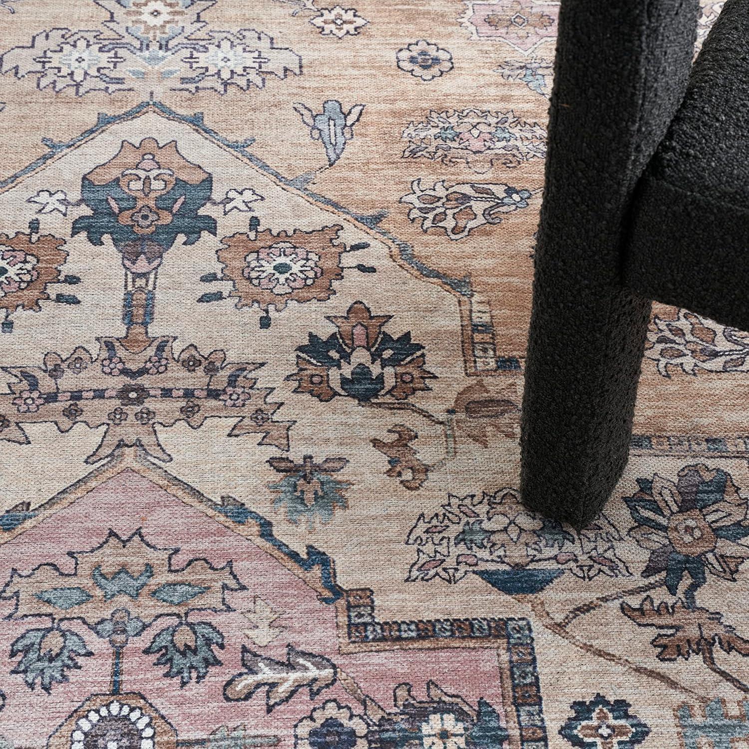 Nourison Washable Brilliance Medallion Indoor Rug Beige Multicolor 7'10" x 9'10"