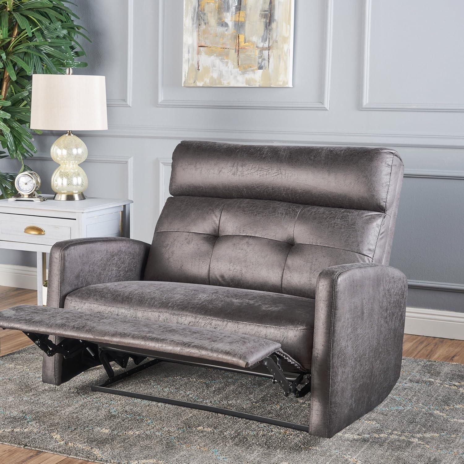 Halima 2-Seater Recliner - Slate - Christopher Knight Home: Upholstered Polyester, Hardwood Frame, 500lb Capacity