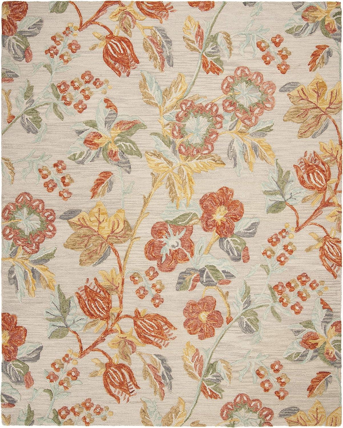 Blossom BLM458 Hand Tufted Area Rug - Grey/Red - 8'x10' - Safavieh.