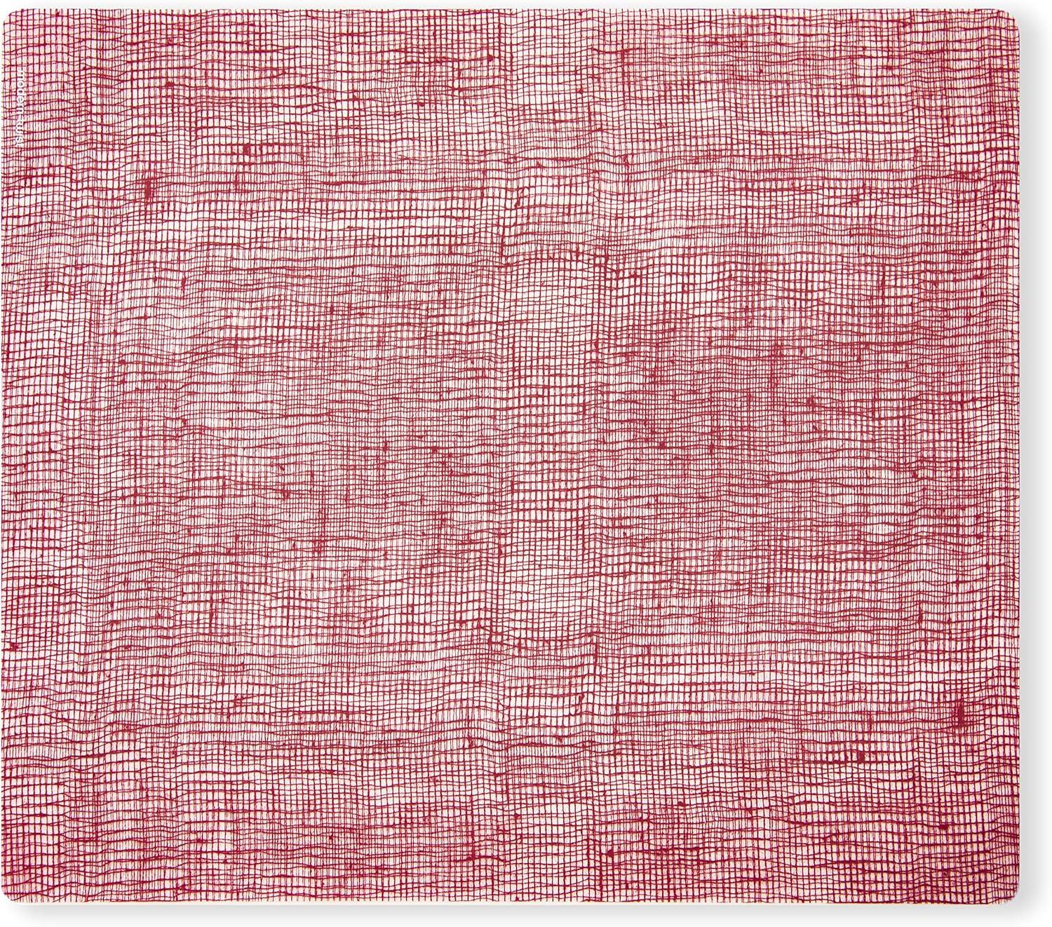 modern-twist 14 x 16 Silicone Placemat, BPA, PVC-Free Table Mat, Dishwasher Safe, Linen Print in Cranberry, Pack of 1