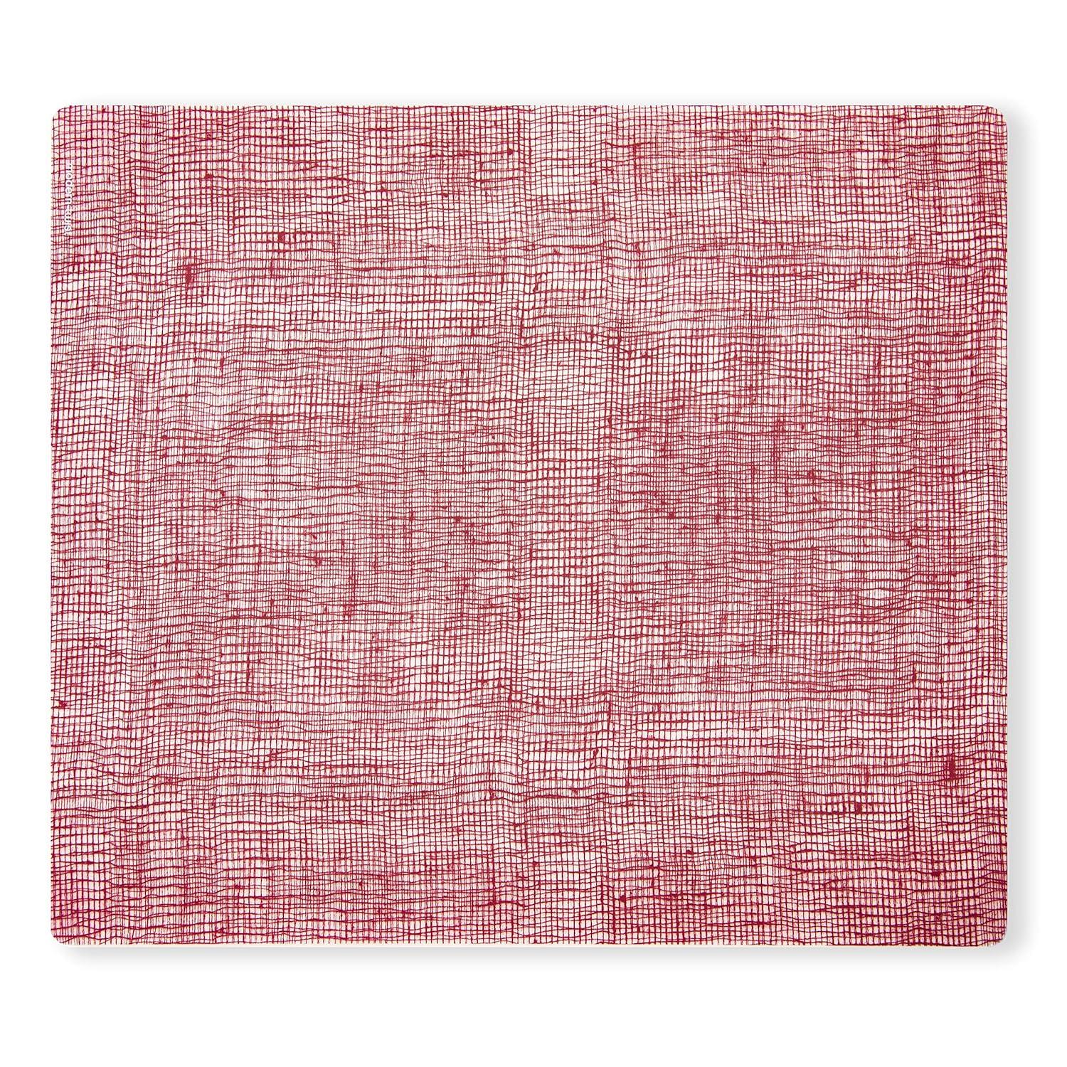 modern-twist 14 x 16 Silicone Placemat, BPA, PVC-Free Table Mat, Dishwasher Safe, Linen Print in Cranberry, Pack of 1