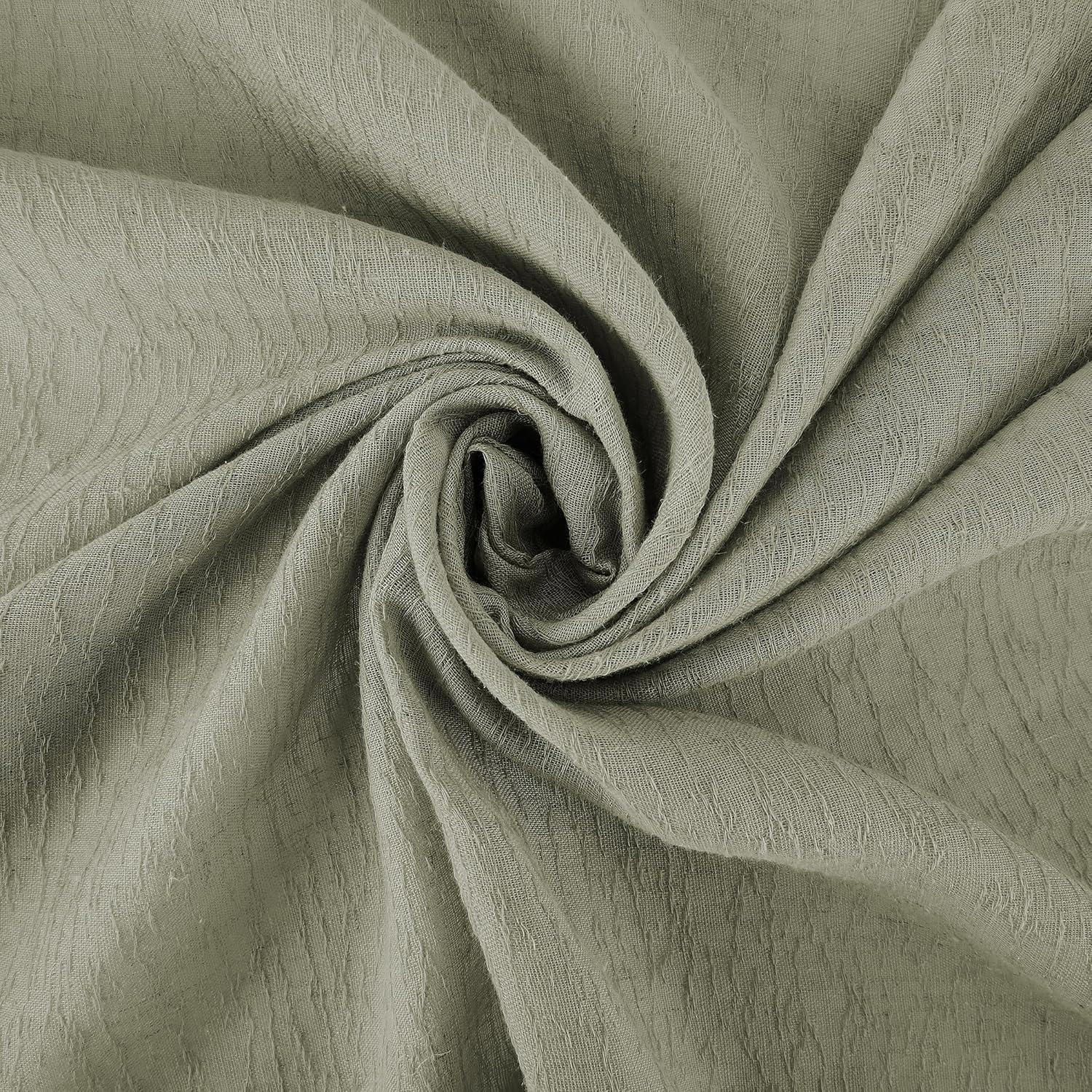 63"x52" Crushed Texture Anti-Dust Sheer Curtain Panel Celadon Green - Clean Window: Modern Linen Rod Pocket