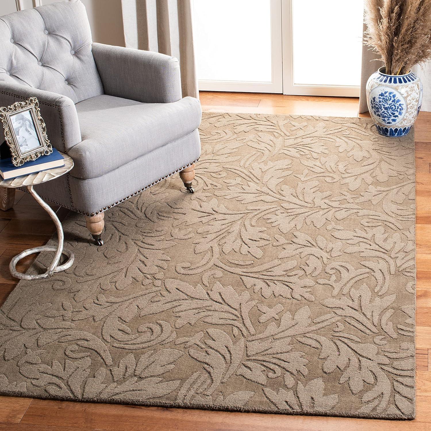 Gray Hand-Tufted Wool Rectangular 6' x 9' Area Rug