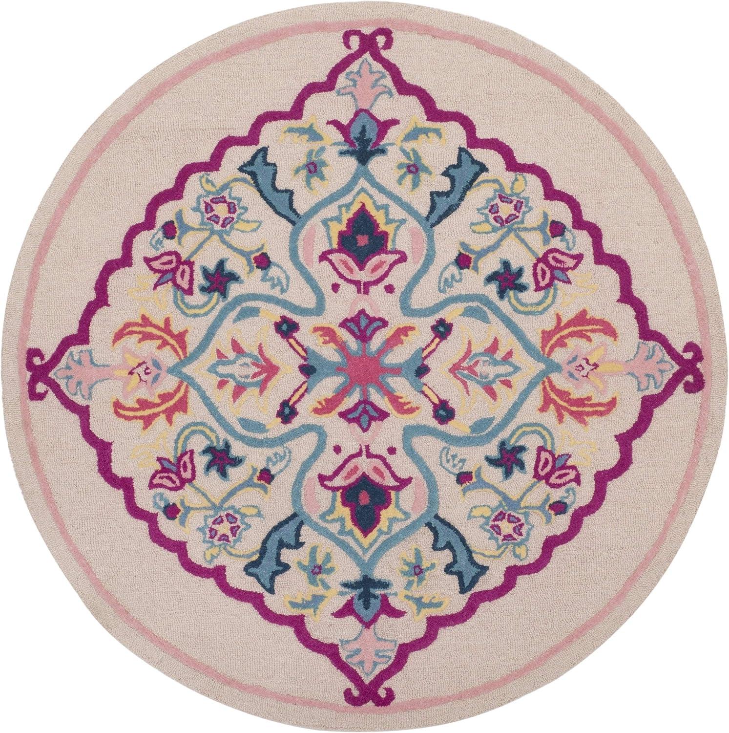 Bohemian Bliss Blue Wool 5' Round Tufted Area Rug