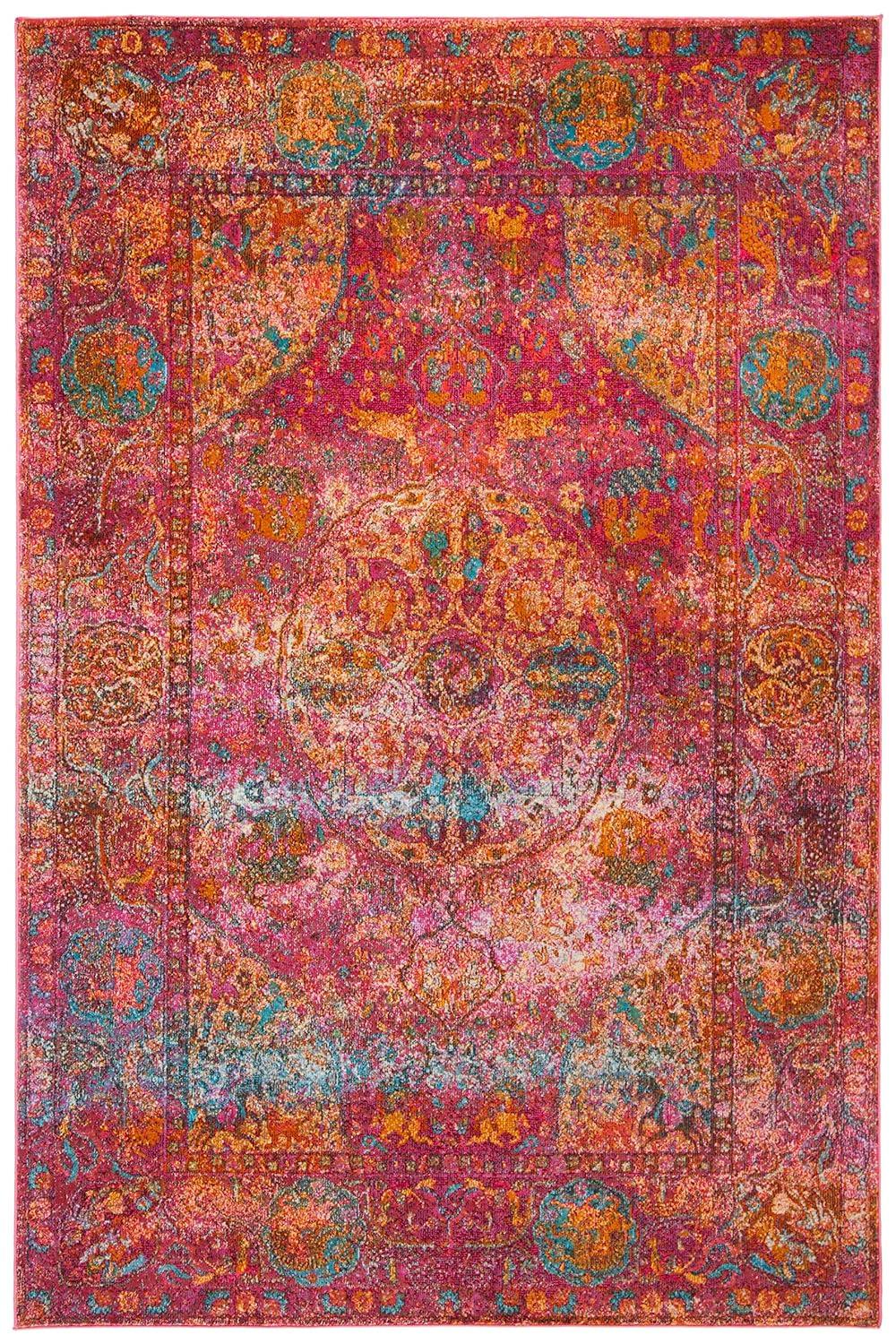 Luxor LUX318 Power Loomed Area Rug - Fuchsia/Gold - 4'x6' - Safavieh