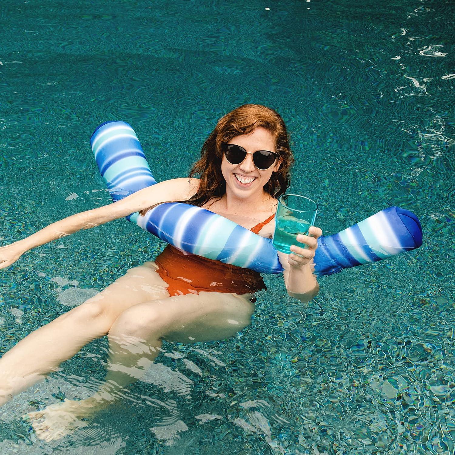 Blurred Blue Striped Mesh Fabric Pool Noodle