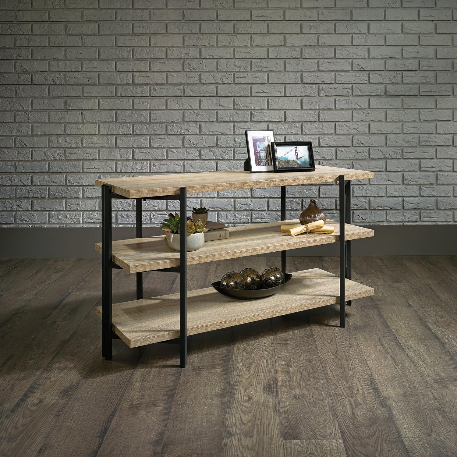 North Avenue TV Stand for TVs up to 42" Dark Brown - Sauder: Rustic Oak Console, 2 Shelves, Metal Frame