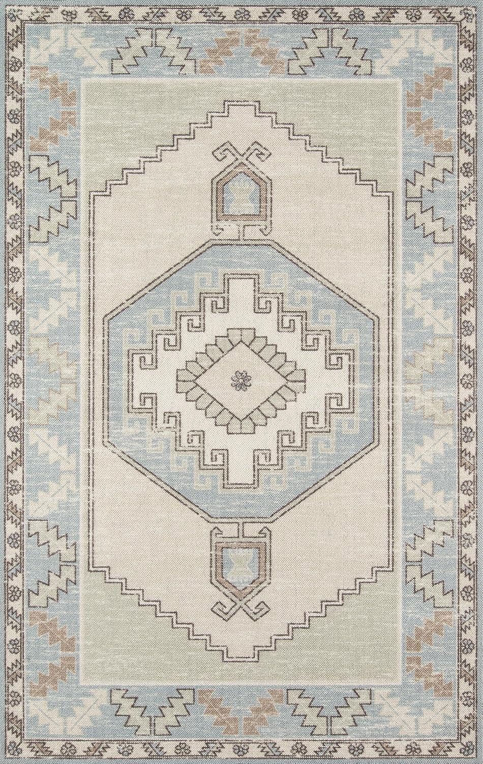 3'3"x5' Medallion Loomed Accent Rug Light Blue - Momeni: Traditional Wool & Nylon, Low Pile, Indoor Rectangle Rug