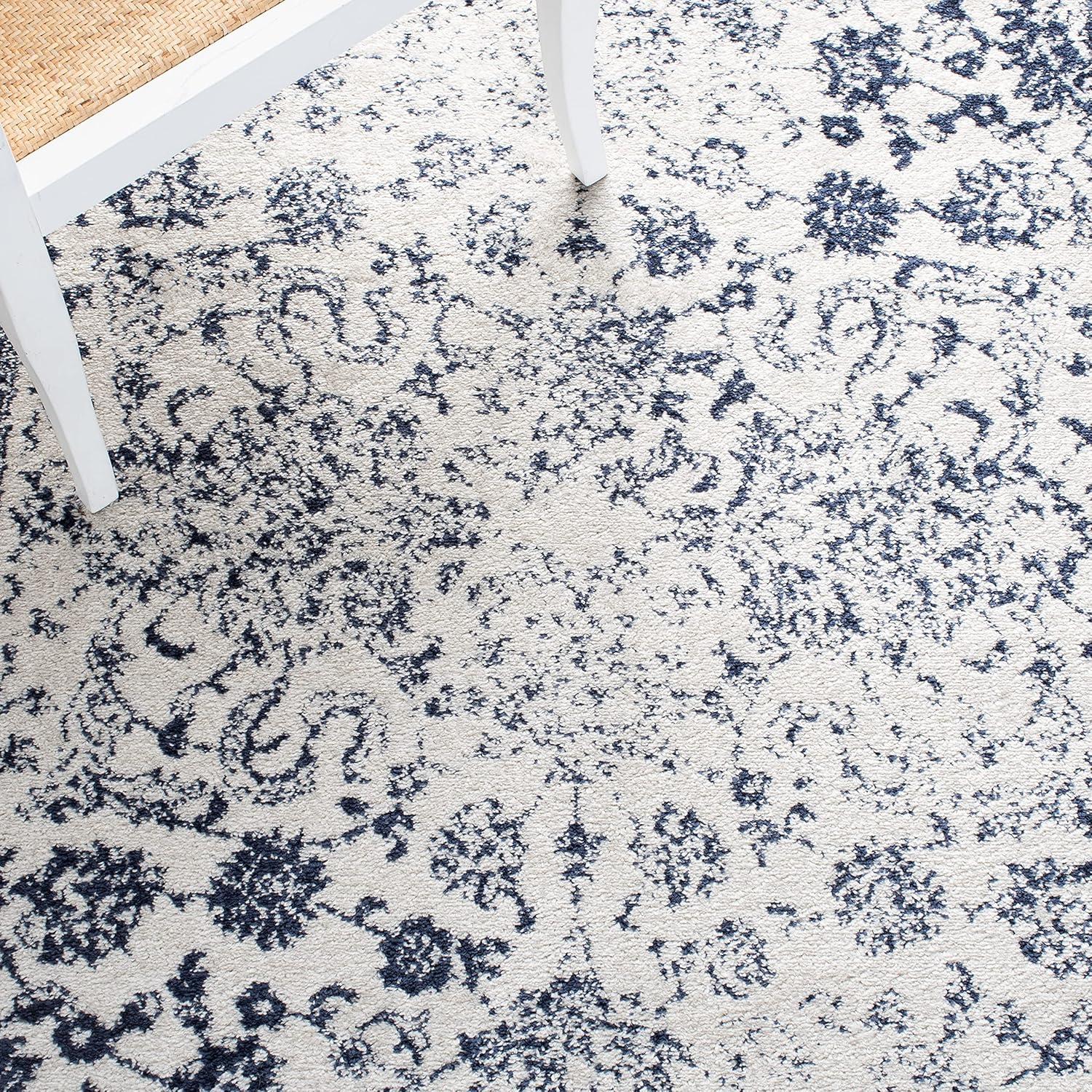 SAFAVIEH Adirondack Wyatt Traditional Area Rug, Ivory/Navy, 3' x 5'