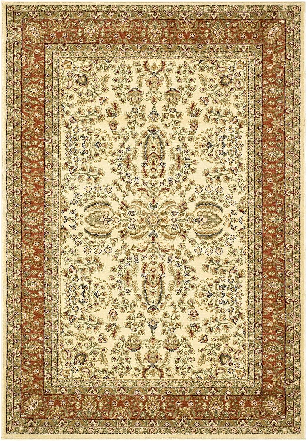 Lyndhurst LNH214 Power Loomed Area Rug - Ivory/Rust - 5'3"x7'6" - Safavieh.