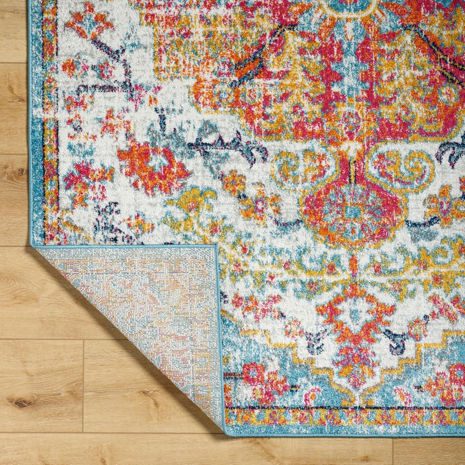 Livabliss Harput Vintage Medallion Area Rug,7'10" x 10'2",Orange/Aqua