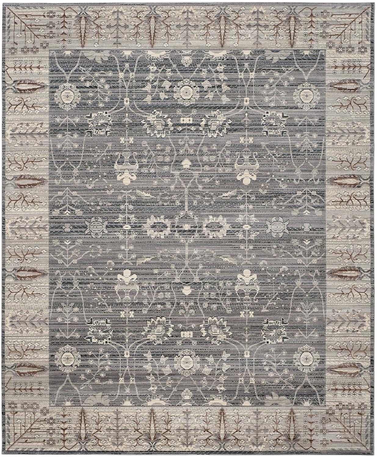 SAFAVIEH Valencia Collection Area Rug - 8' x 10', Grey & Green, Boho Chic Distressed Design, Non-Shedding & Easy Care, Ideal for High Traffic Areas in Living Room, Bedroom (VAL118C)