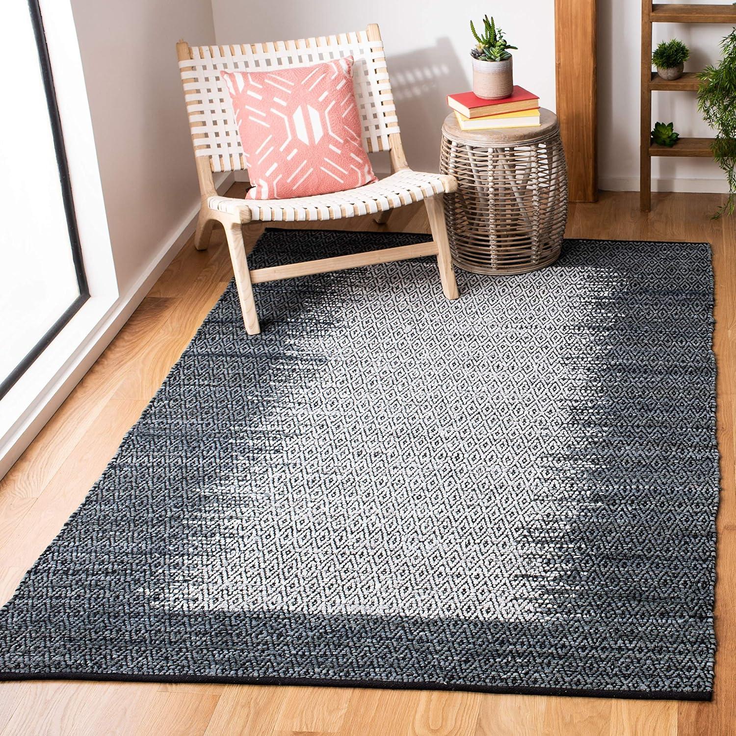 Vintage Leather VTL387 Hand Woven Indoor Accent Rug - Light Grey/Charcoal - 3'x5' - Safavieh.
