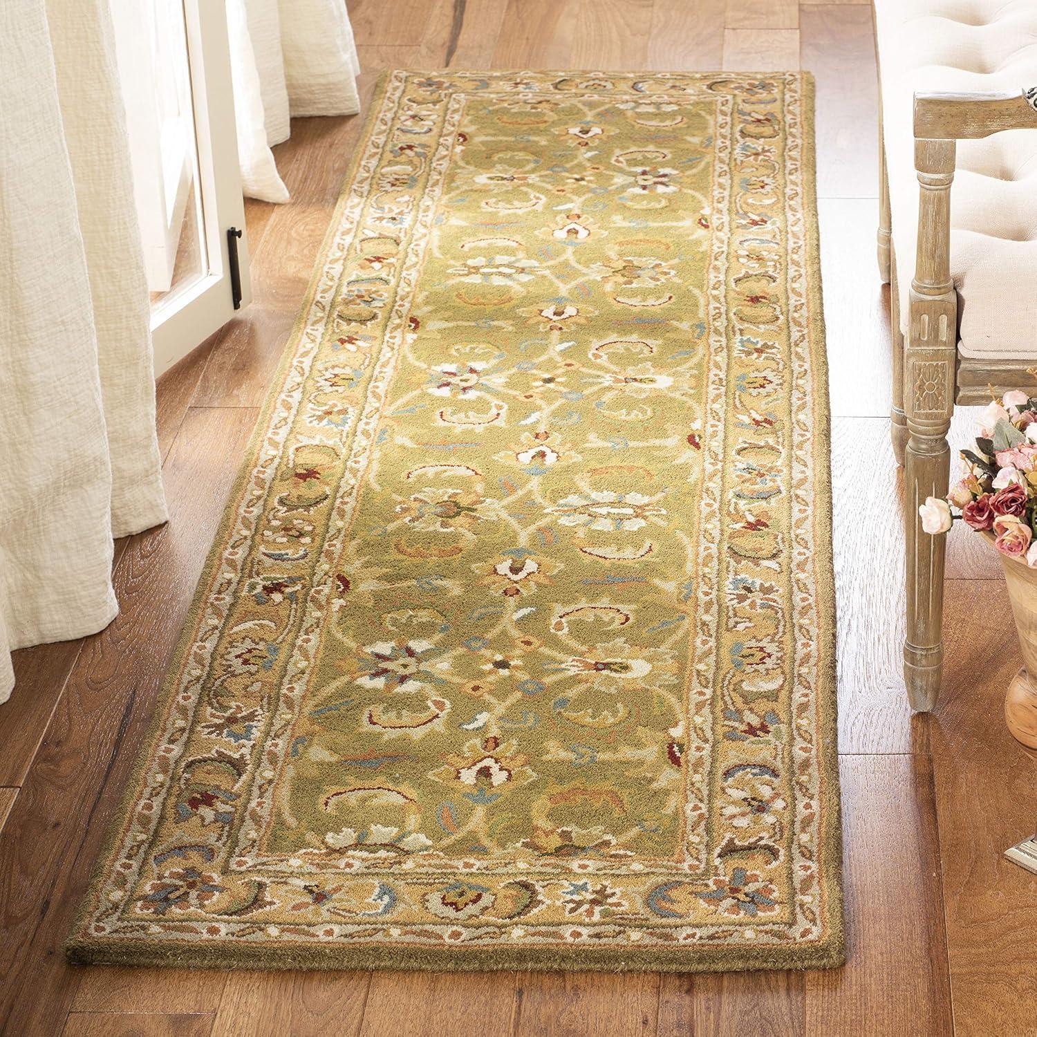 Classic CL758 Hand Tufted Runner Rug - Olive/Camel - 2'3"x12' - Safavieh.