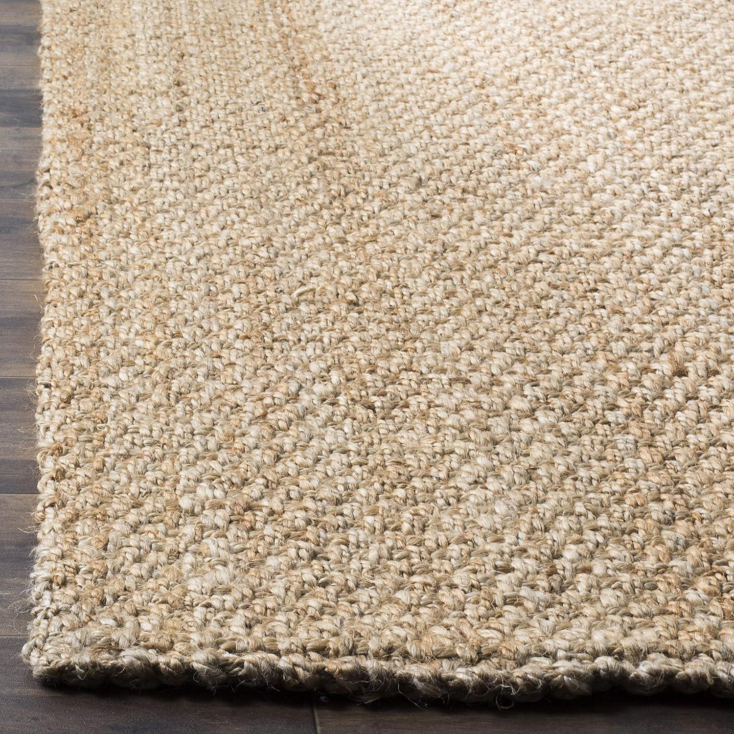 Handwoven Black Jute 4' Square Area Rug, Ideal for High Traffic