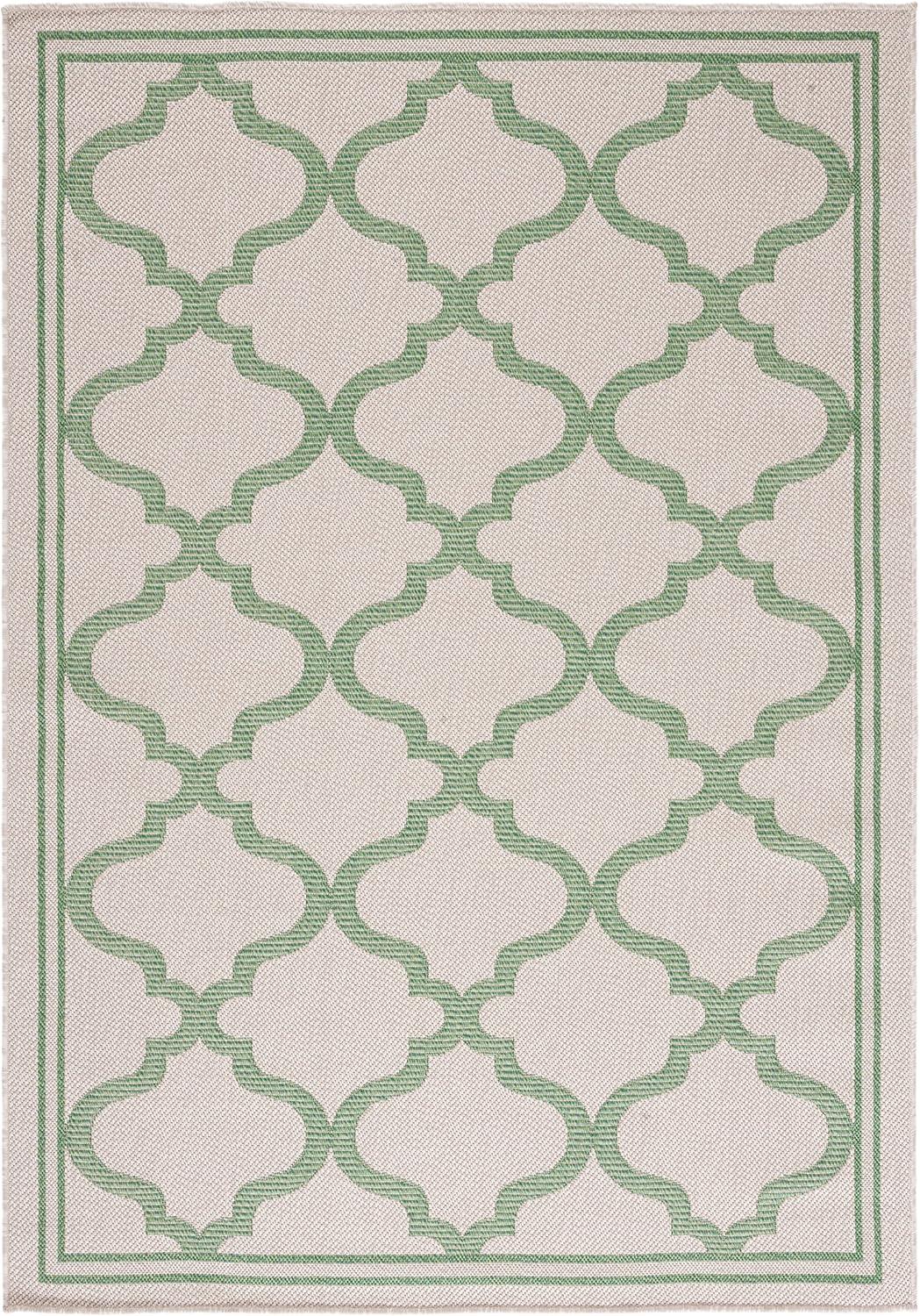 SAFAVIEH Bermuda Tamaya Geometric Machine Washable Indoor/Outdoor Area Rug, Beige/Green, 3' x 5'