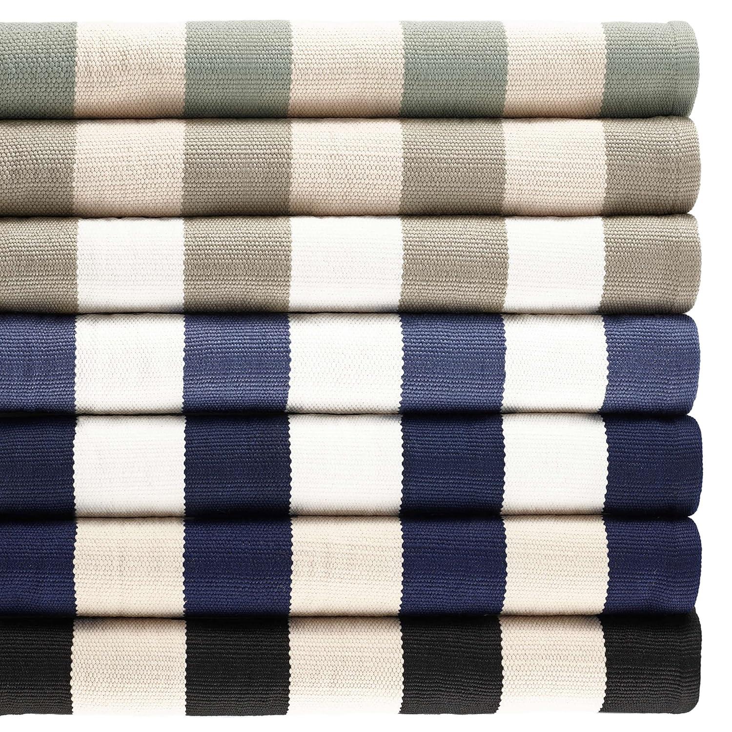 Catamaran Stripe Light Blue/Ivory Handwoven Indoor/Outdoor Rug