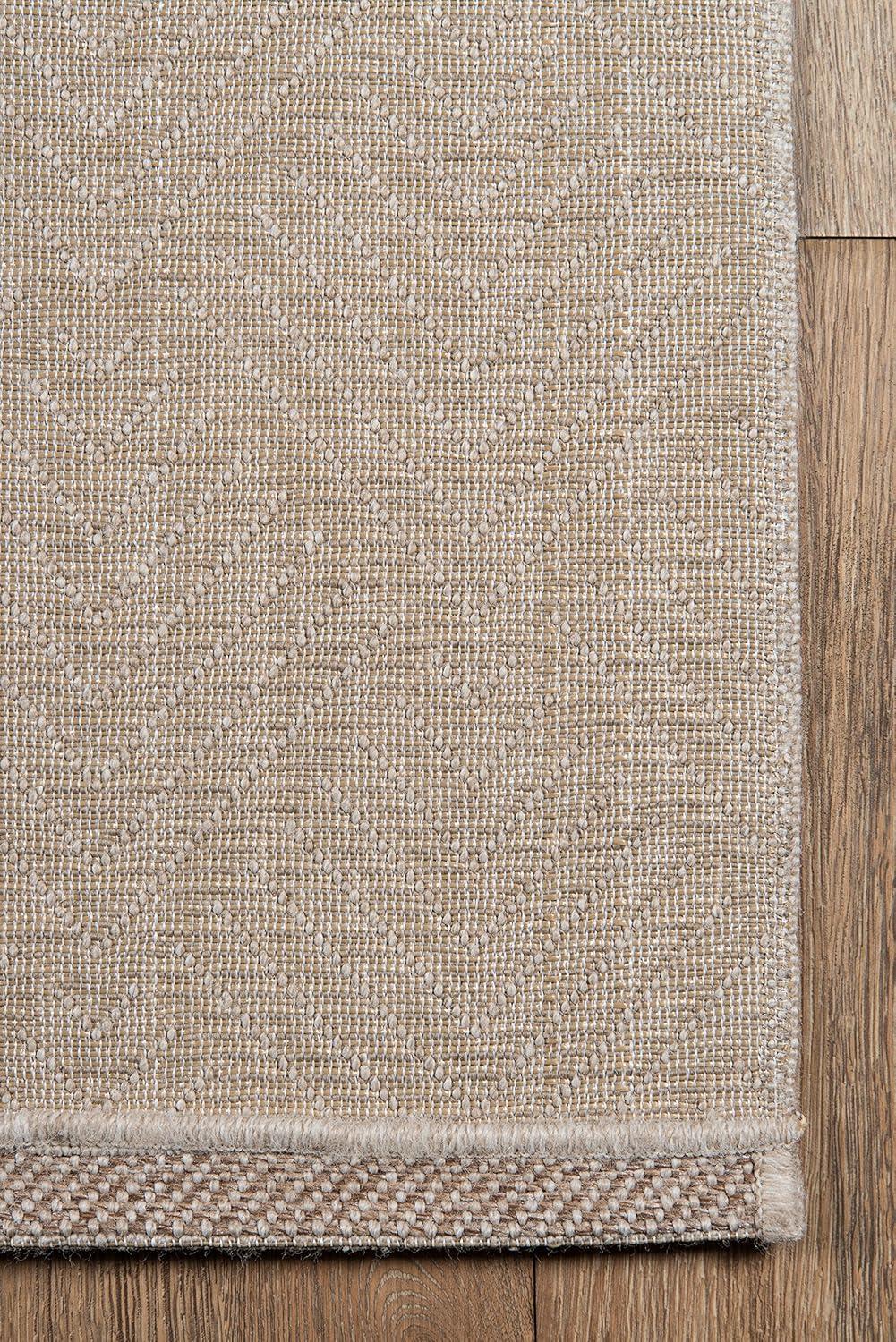 Beige Geometric Easy-Care Synthetic Area Rug, 7'10" x 10'10"