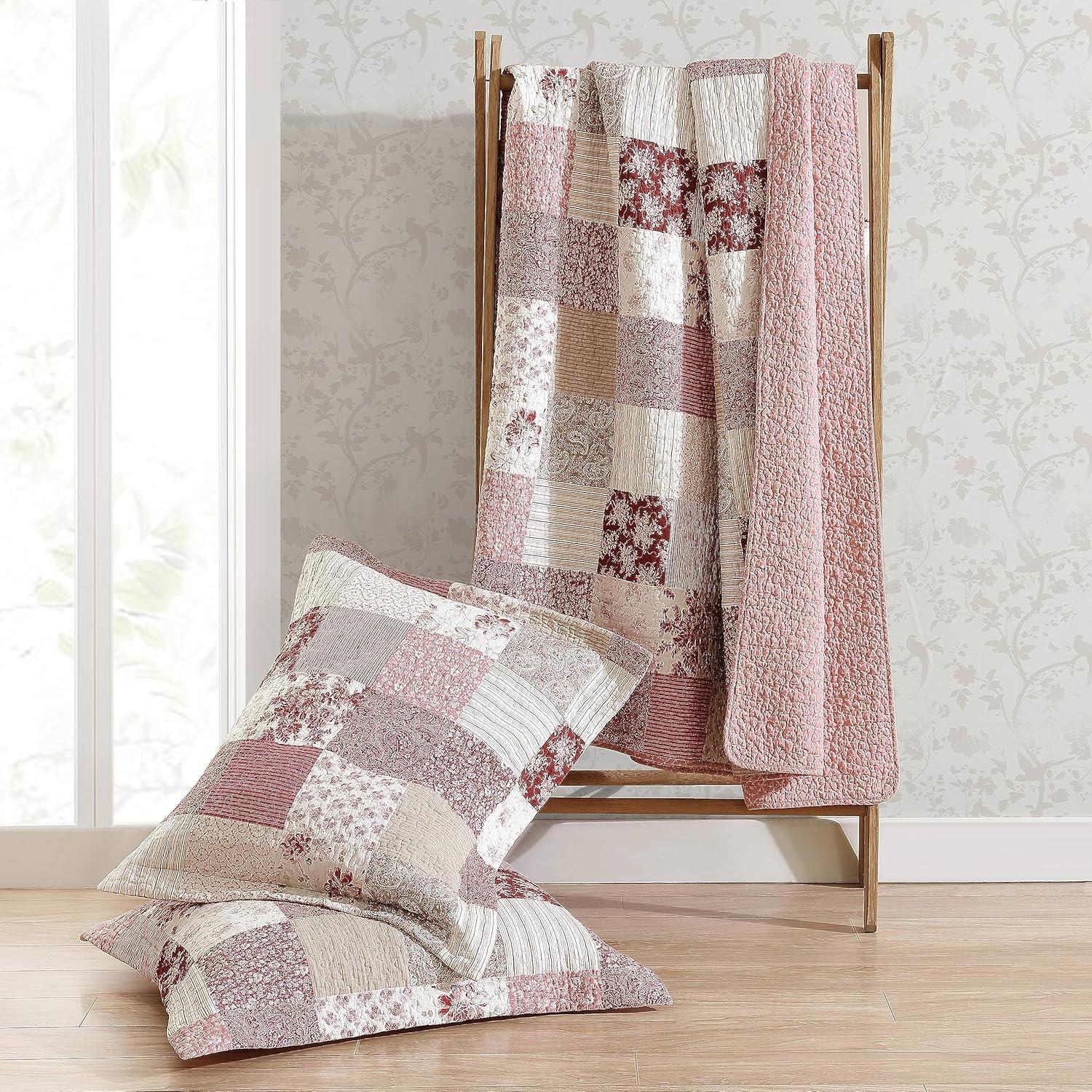 Laura Ashley Celina Patchwork Cotton Reversible Quilt Set