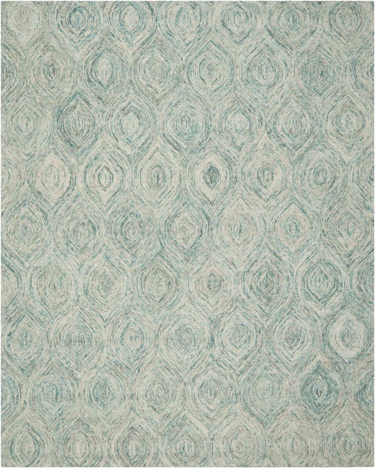 Coastal Breeze Ivory and Sea Blue Hand-Tufted Wool Round Rug