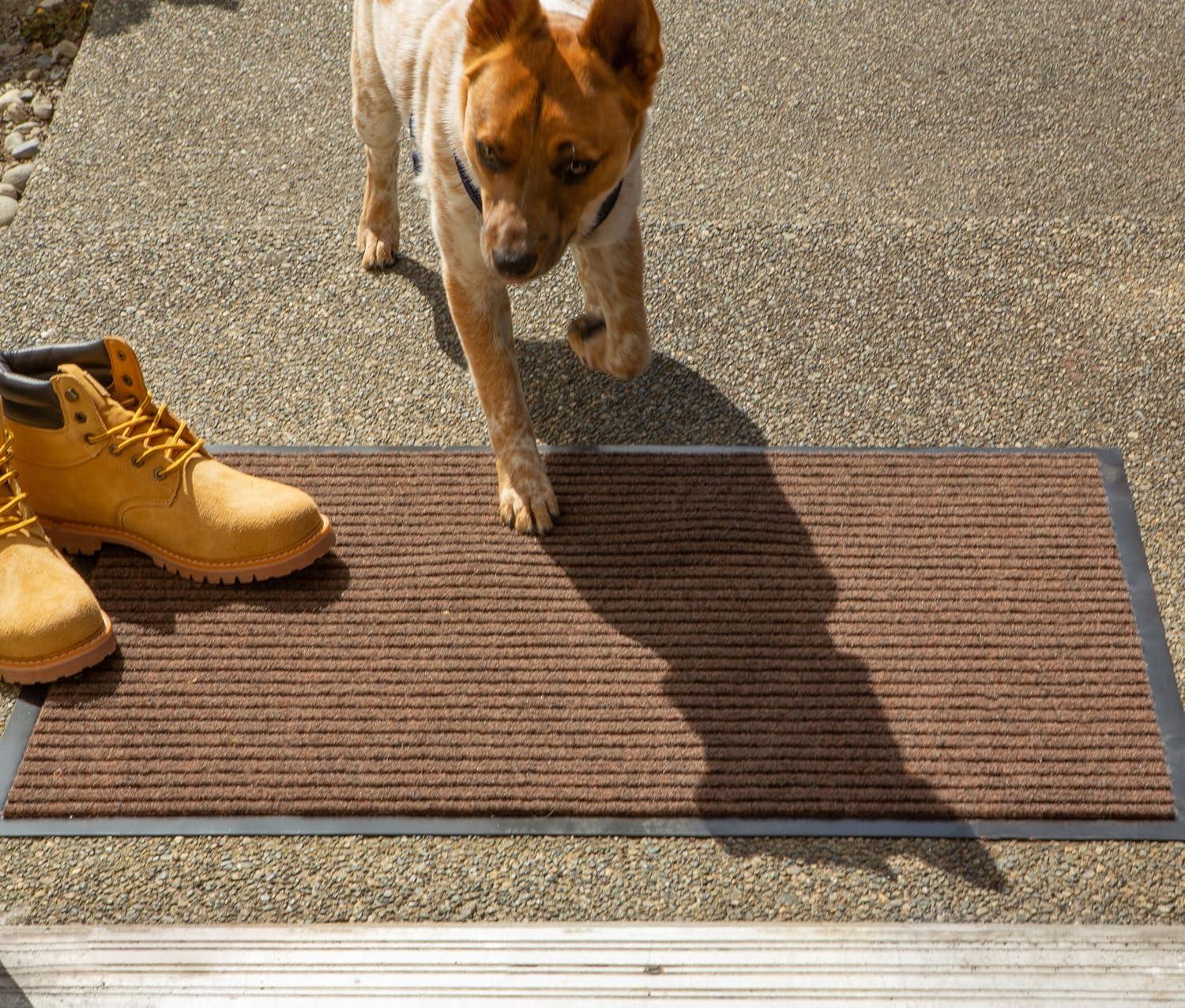 Brown Ribbed Walk Off Utility Mat Brown 30x48