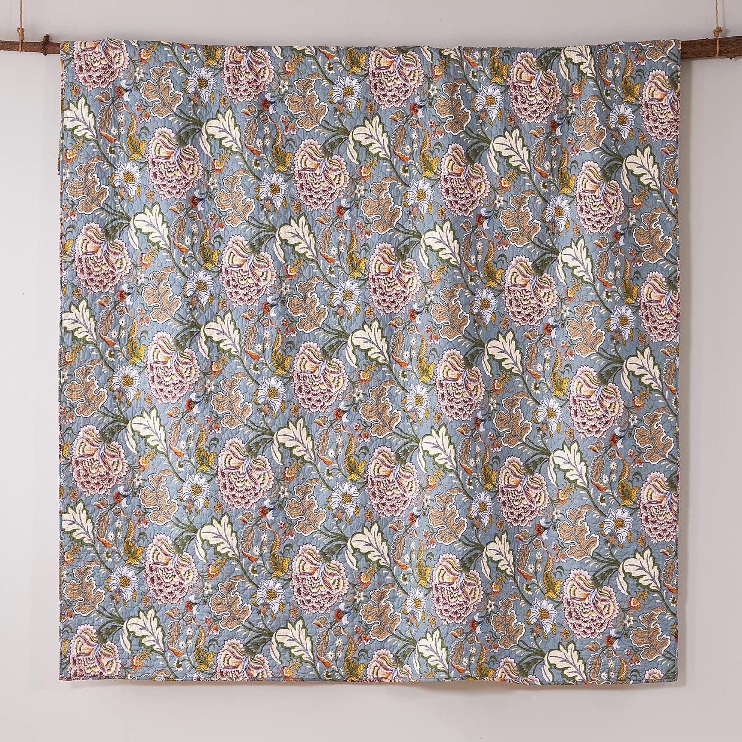 Angelica Floral Quilt Set - Full/Queen Quilt and Two Standard Pillow Shams  - Levtex Home