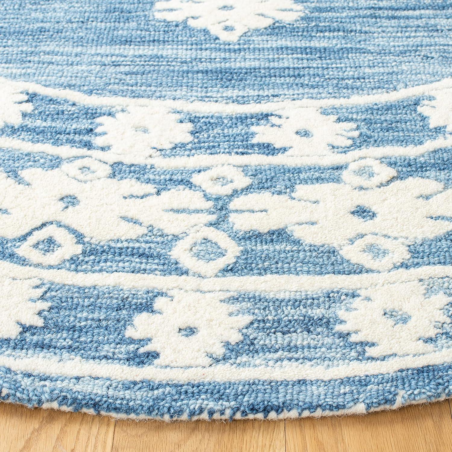 SAFAVIEH Aspen Kerry Geometric Area Rug, Blue/Ivory, 7' x 7' Round