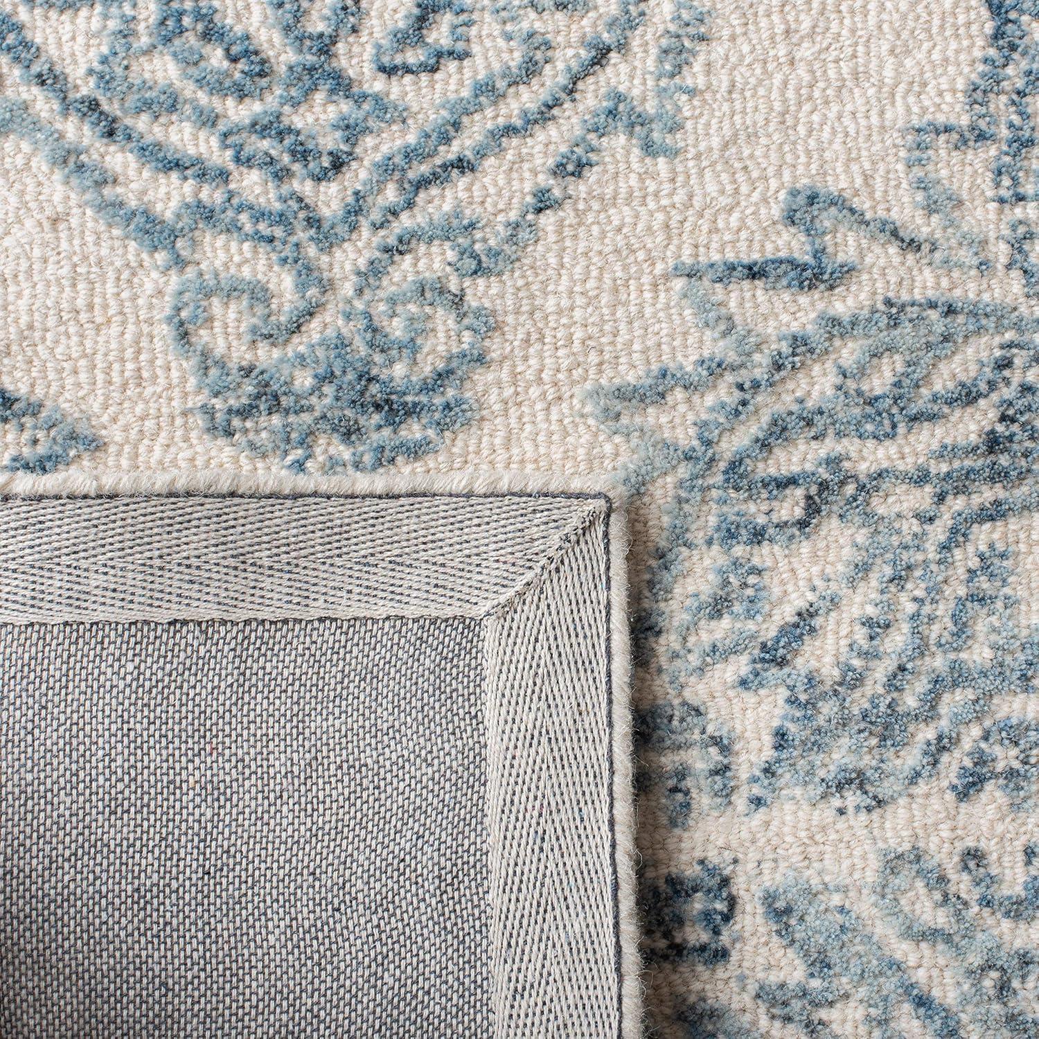 Abstract ABT346 Hand Tufted Area Rug - Ivory/Blue - 6' X 6' Square - Safavieh.