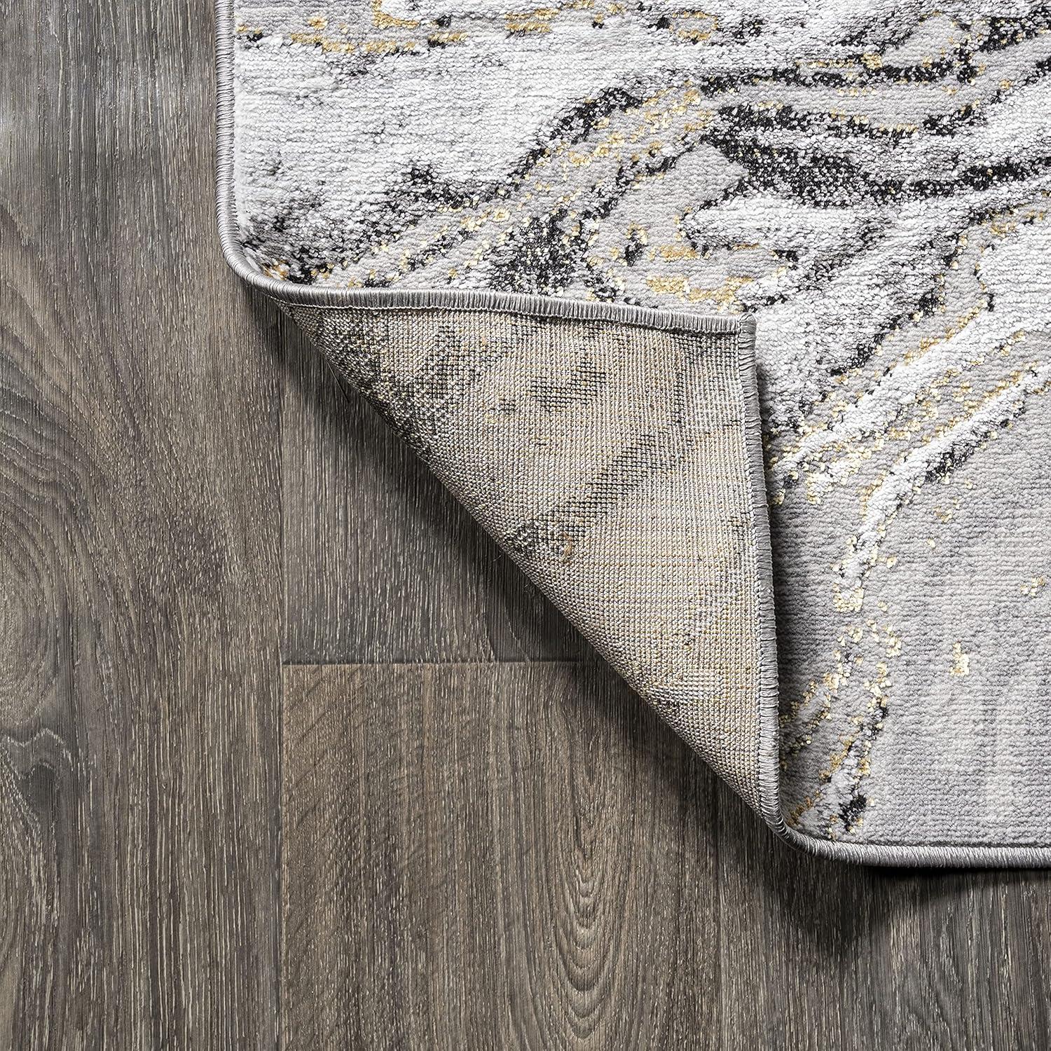 4'x6' Swirl Marbled Abstract Area Rug, Gray/Black - JONATHAN Y