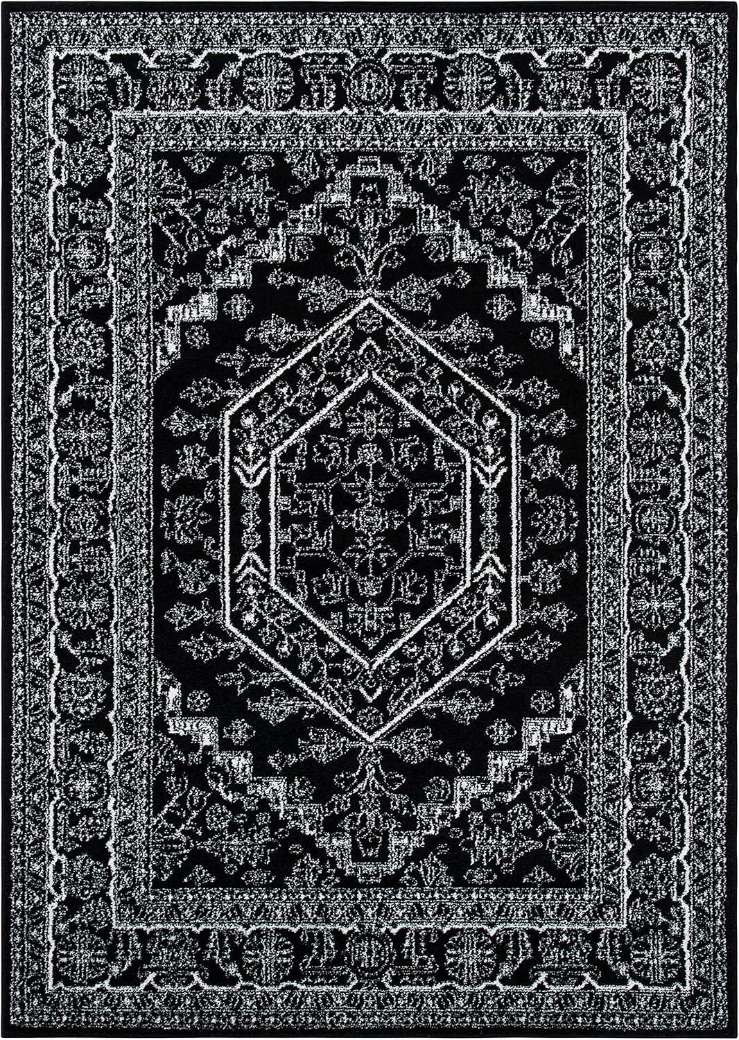 Adirondack ADR108 Power Loomed Area Rug - Black/Ivory - 5'1"x7'6" - Safavieh.