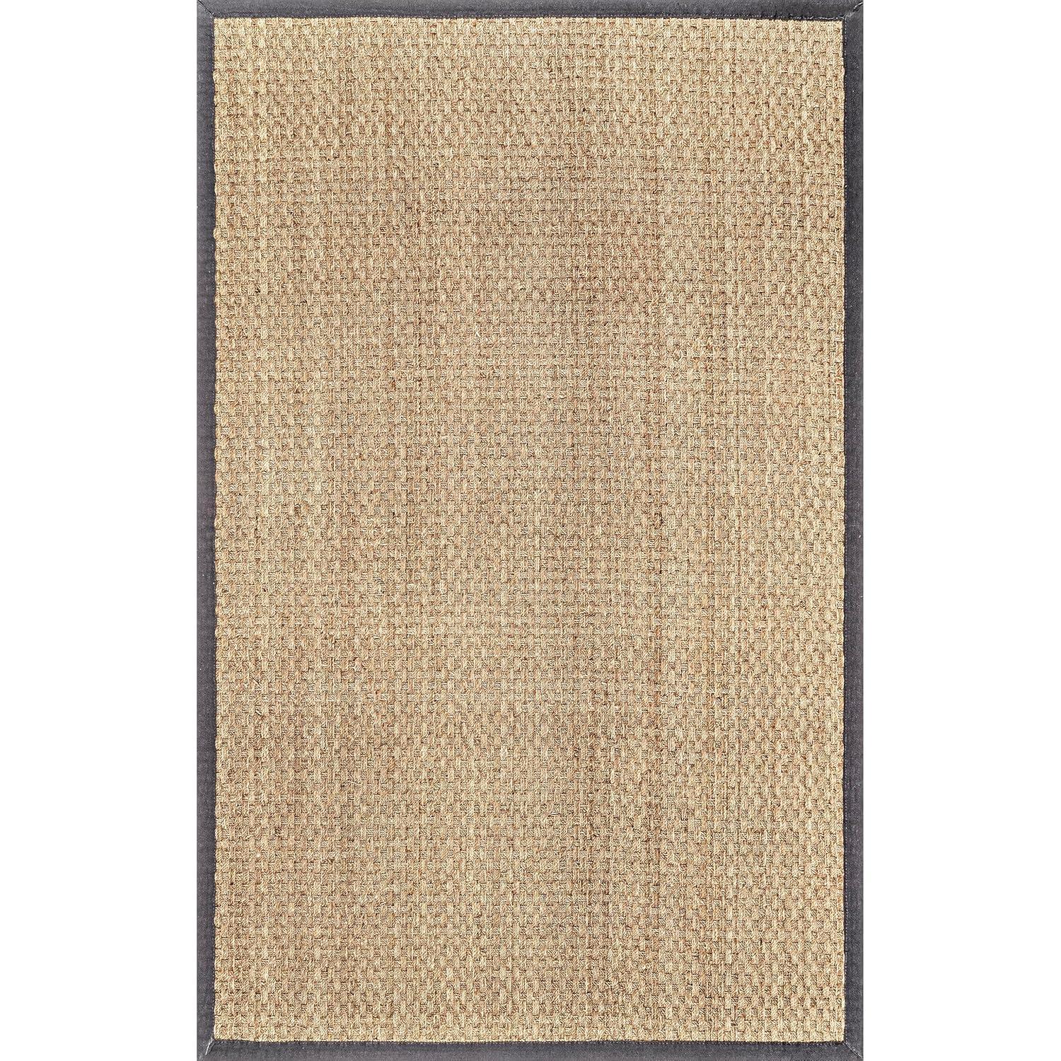 nuLOOM Hesse Checker Weave Seagrass Indoor/Outdoor Accent Rug, 3x5, Dark Grey