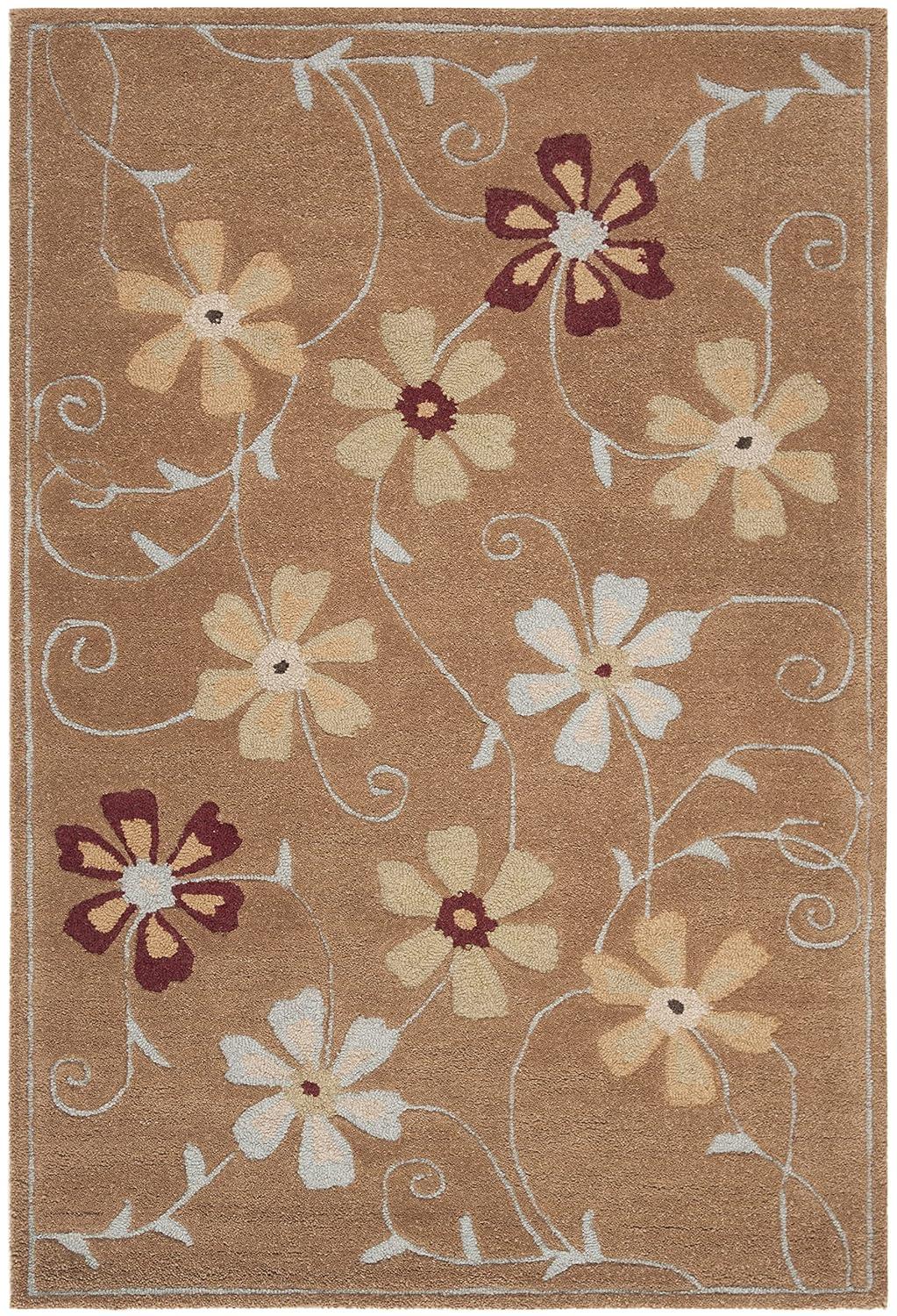 Blossom BLM784 Hand Hooked Area Rug - Camel/Multi - 4'x6' - Safavieh.