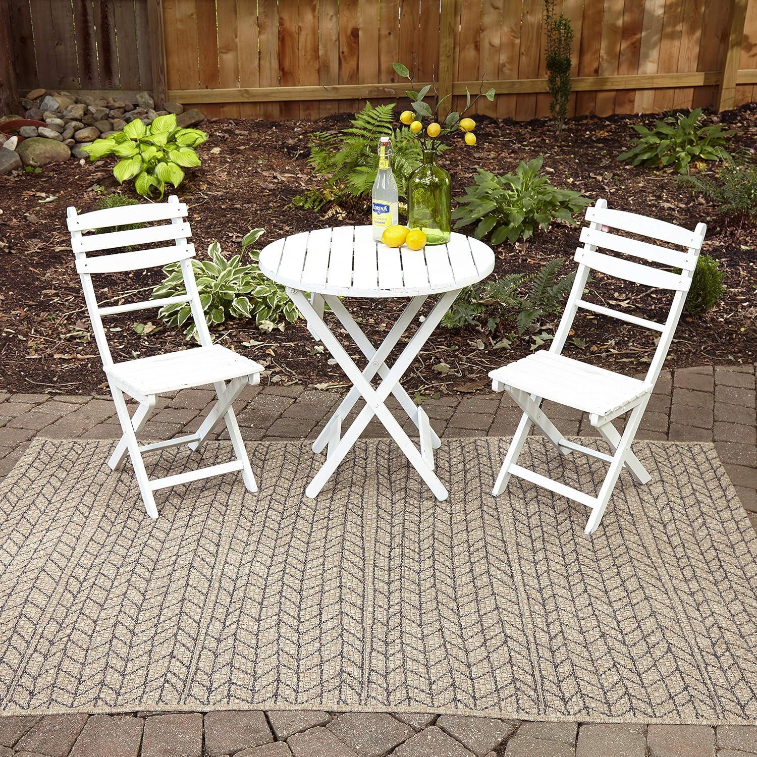 2'x6' Runner Como Ace Rug Tan - Momeni: Modern Geometric Indoor/Outdoor Medium Pile, All-Weather Design