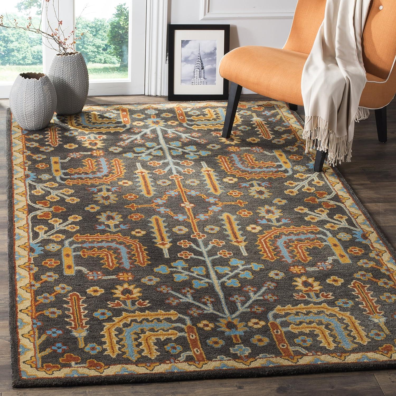 Heritage Charcoal and Multi Wool 6' x 9' Handmade Area Rug