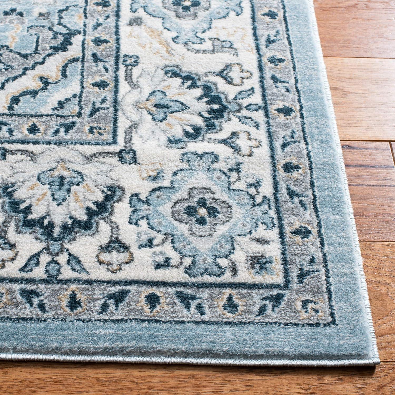 SAFAVIEH Isabella Tamzen Floral Bordered Area Rug, Light Blue/Cream, 4' x 6'