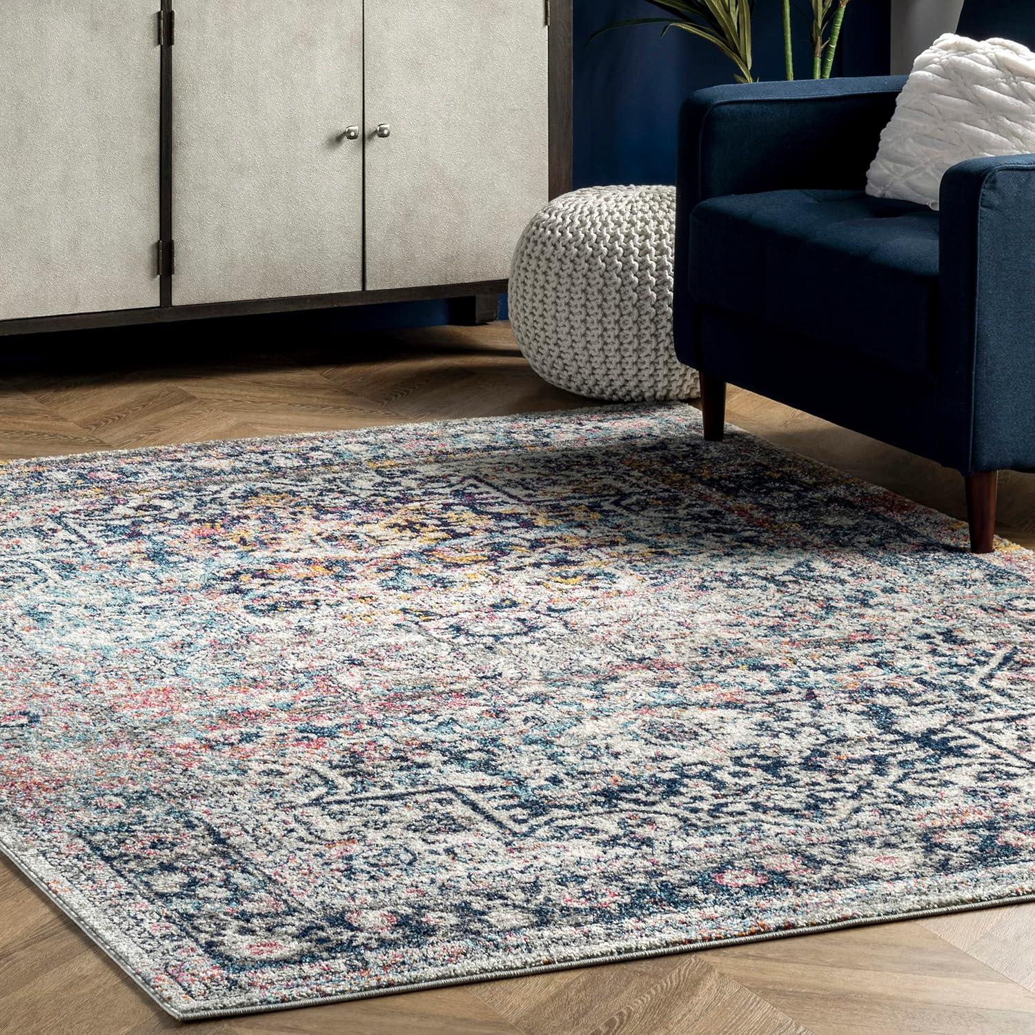 Nuloom Lilah Medallion 4x6 Indoor Area Rug for Living Room Bedroom Dining Room Kitchen, Blue/Multicolor