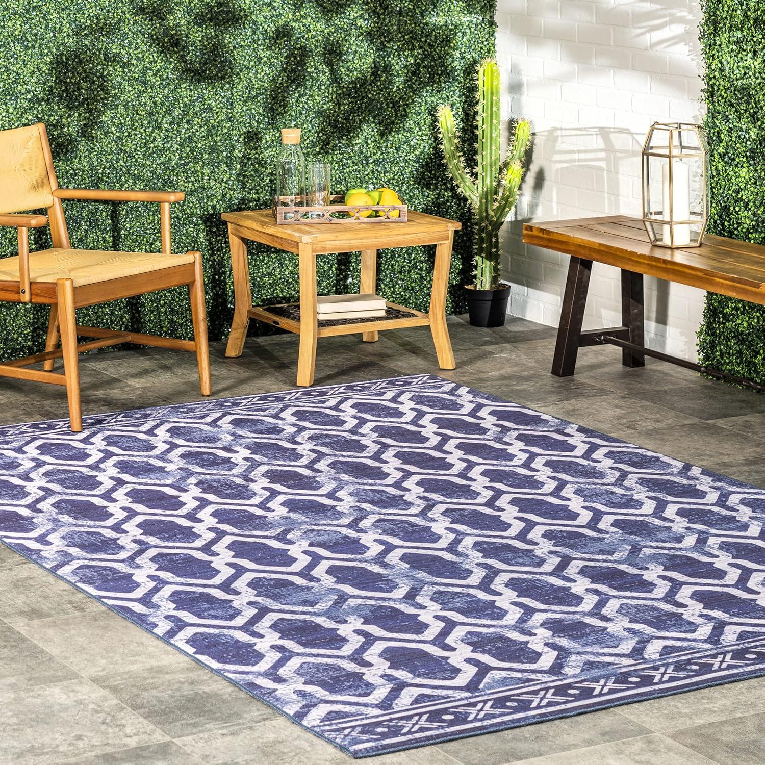 nuLOOM Fae Geometric Machine Washable Indoor/Outdoor Area Rug