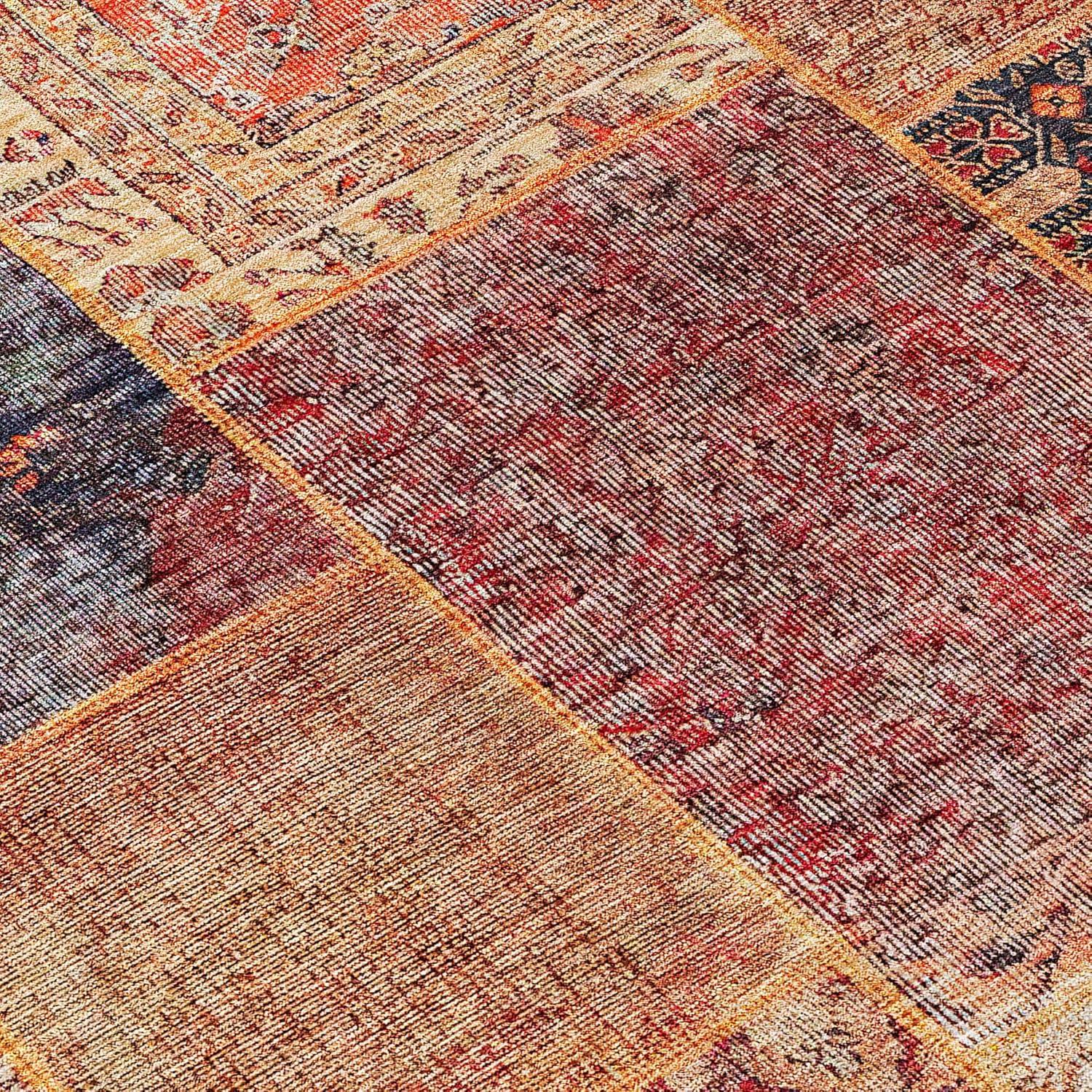 Addison Rugs Chantille Indoor/Outdoor Transitional Patchwork Red Washable Rectangle Rug, 3' x 5'