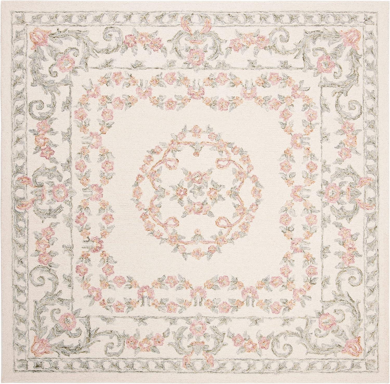 Ivory Wool Handmade Tufted Square Rug, 48" x 48"