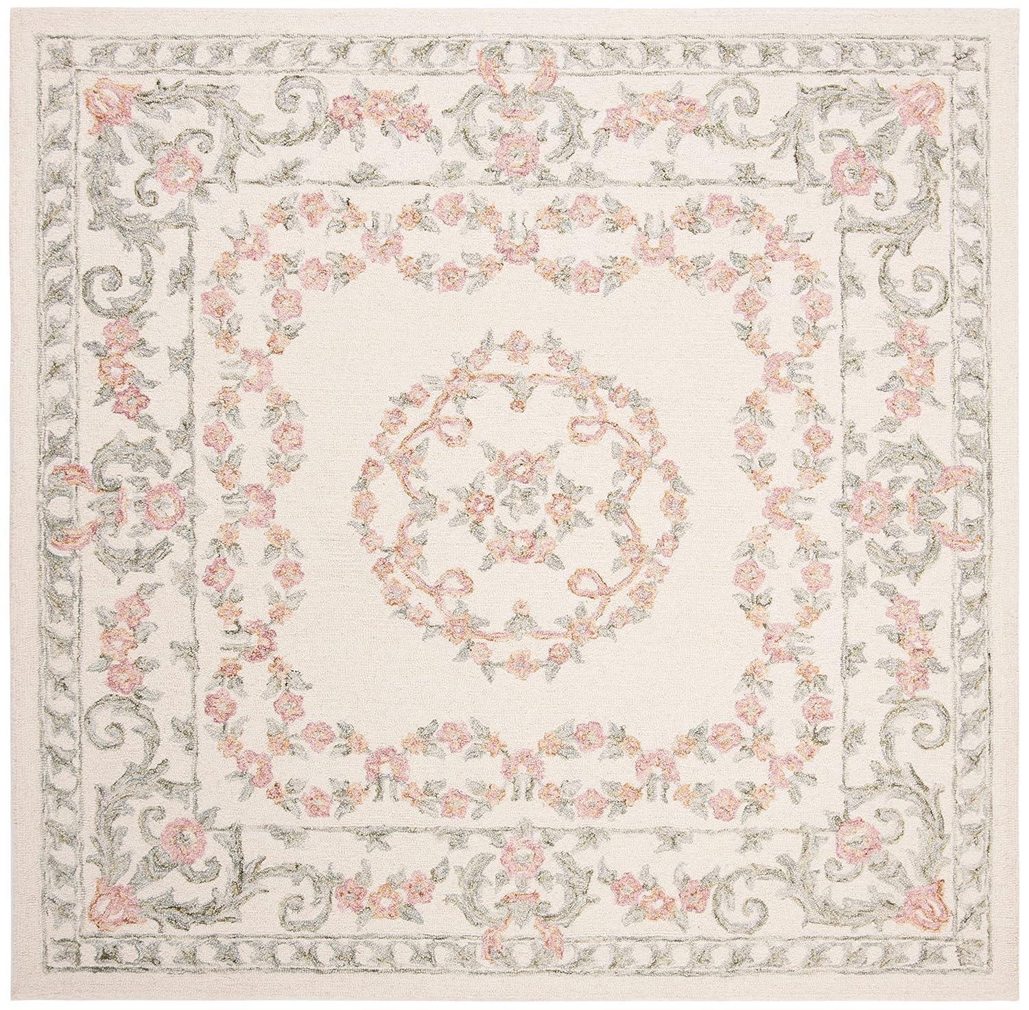 Ivory Wool Handmade Tufted Square Rug, 48" x 48"
