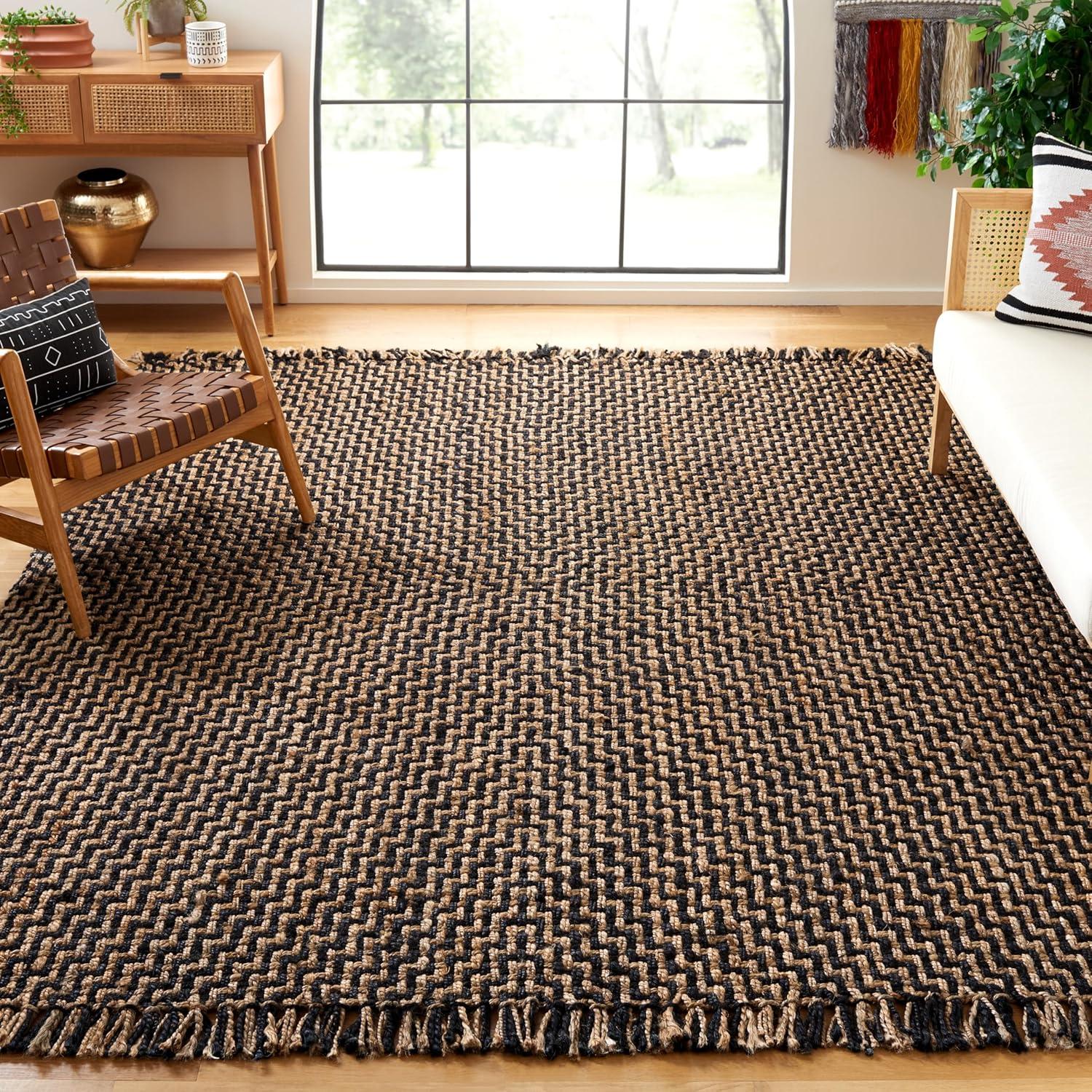 Natural Fiber NF114 Power Loomed Indoor Area Rug - Natural/Black - 8'x10' - Safavieh